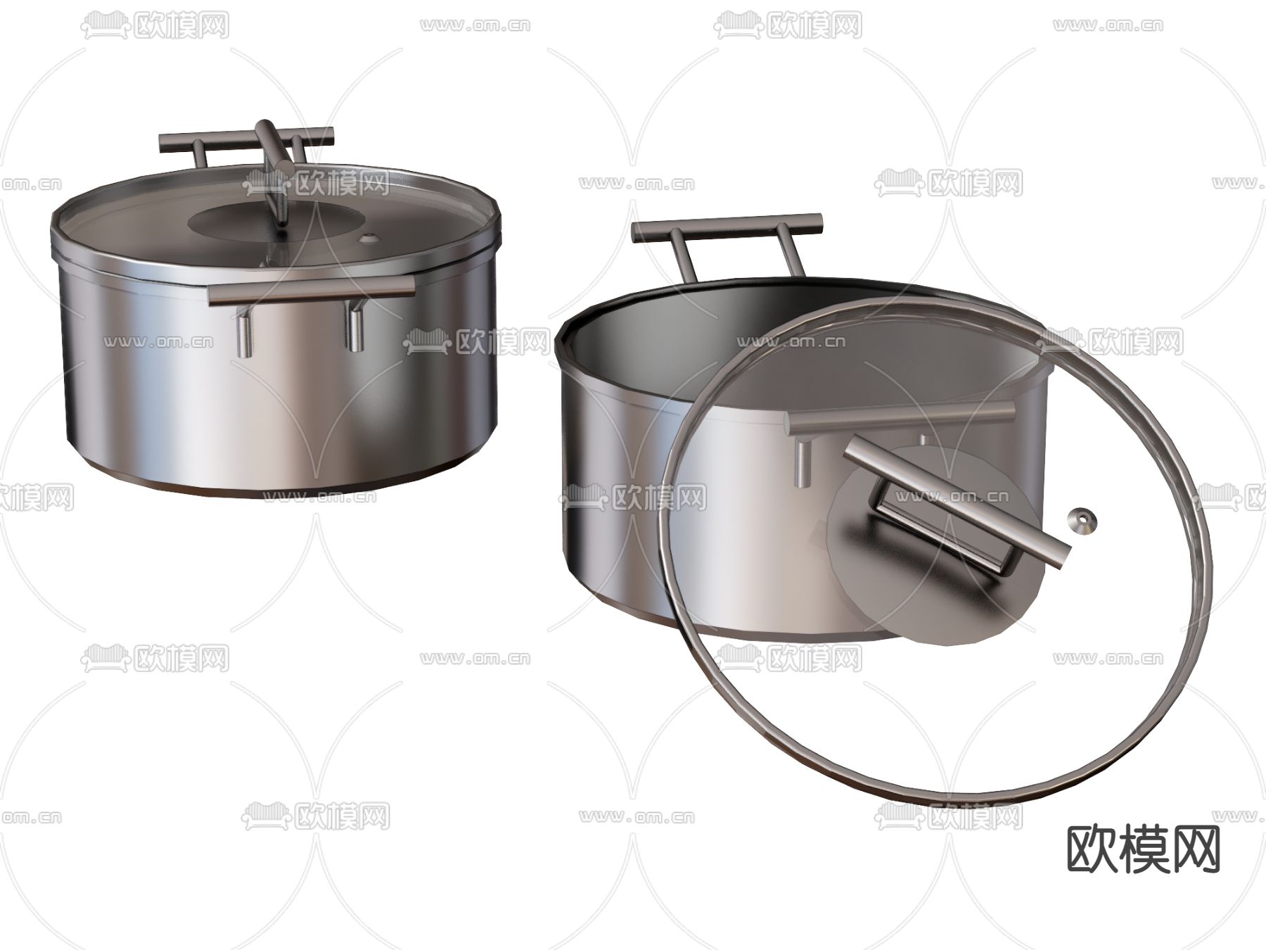 现代不锈钢锅su模型下载