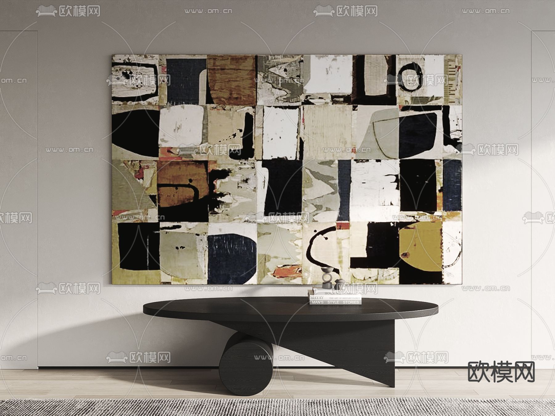 侘寂风抽象装饰画su模型