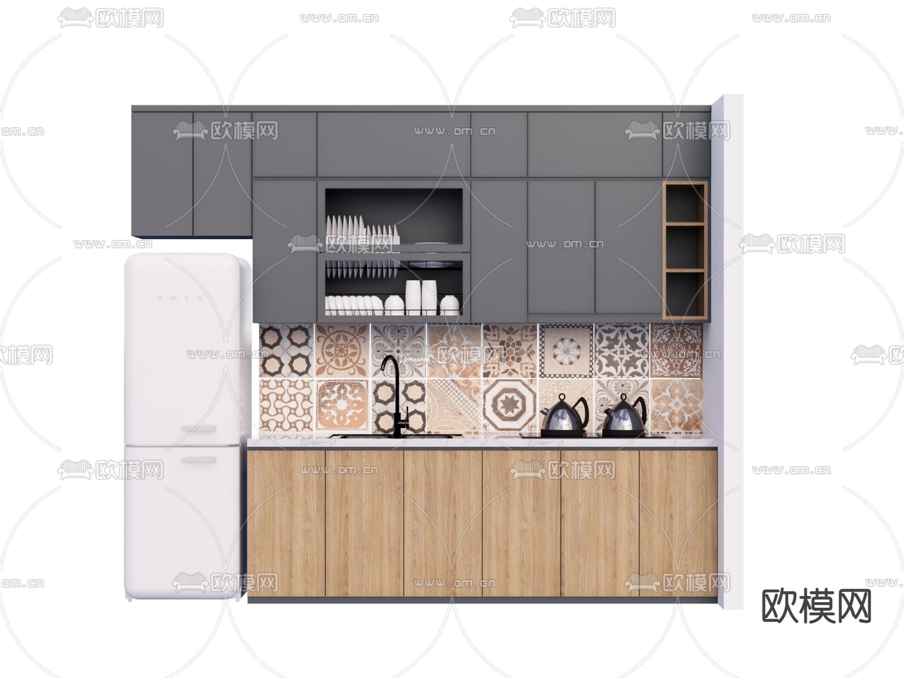 北欧橱柜su模型下载（渲染图1）