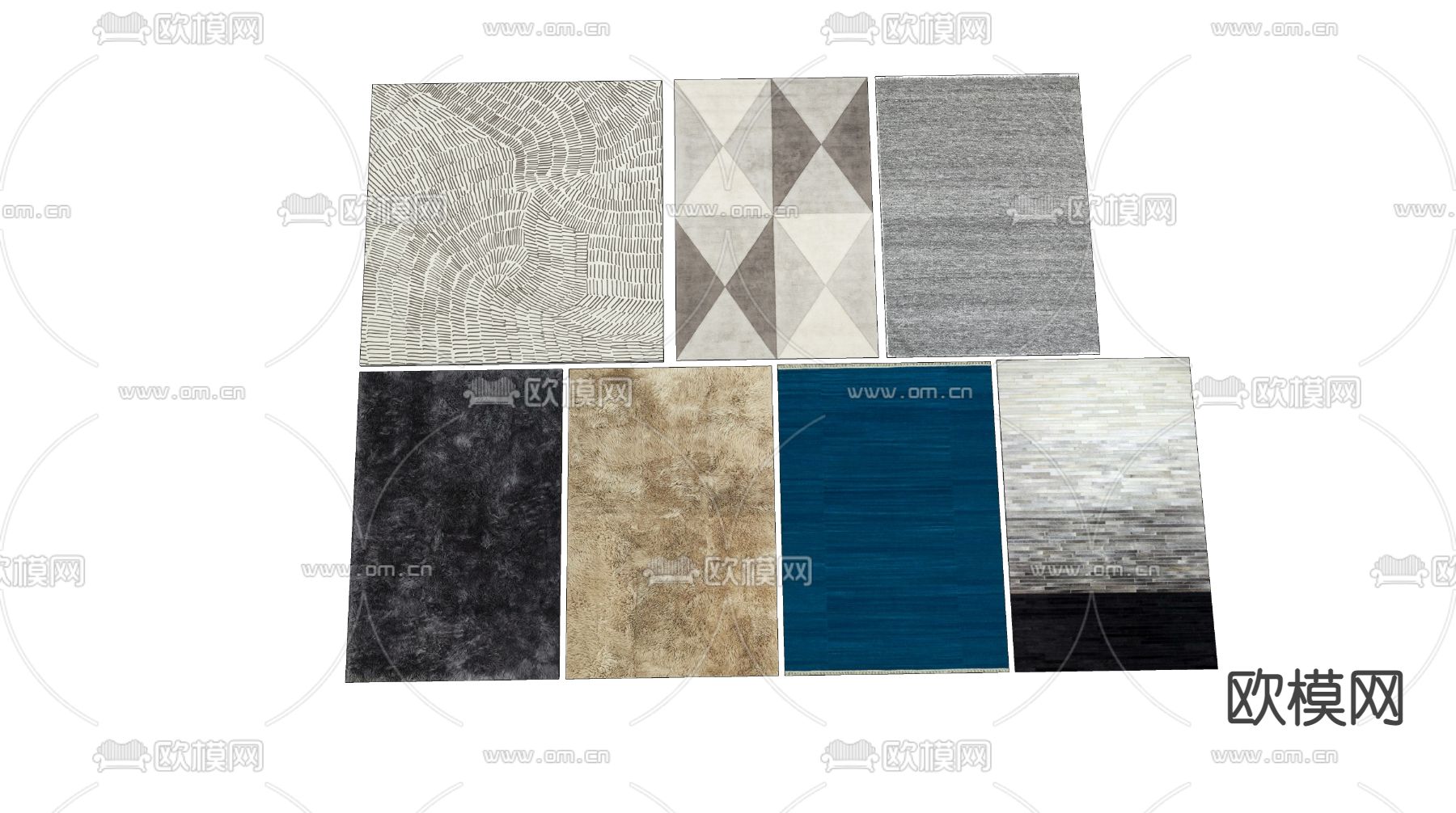 现代方形地毯su模型下载（渲染图2）