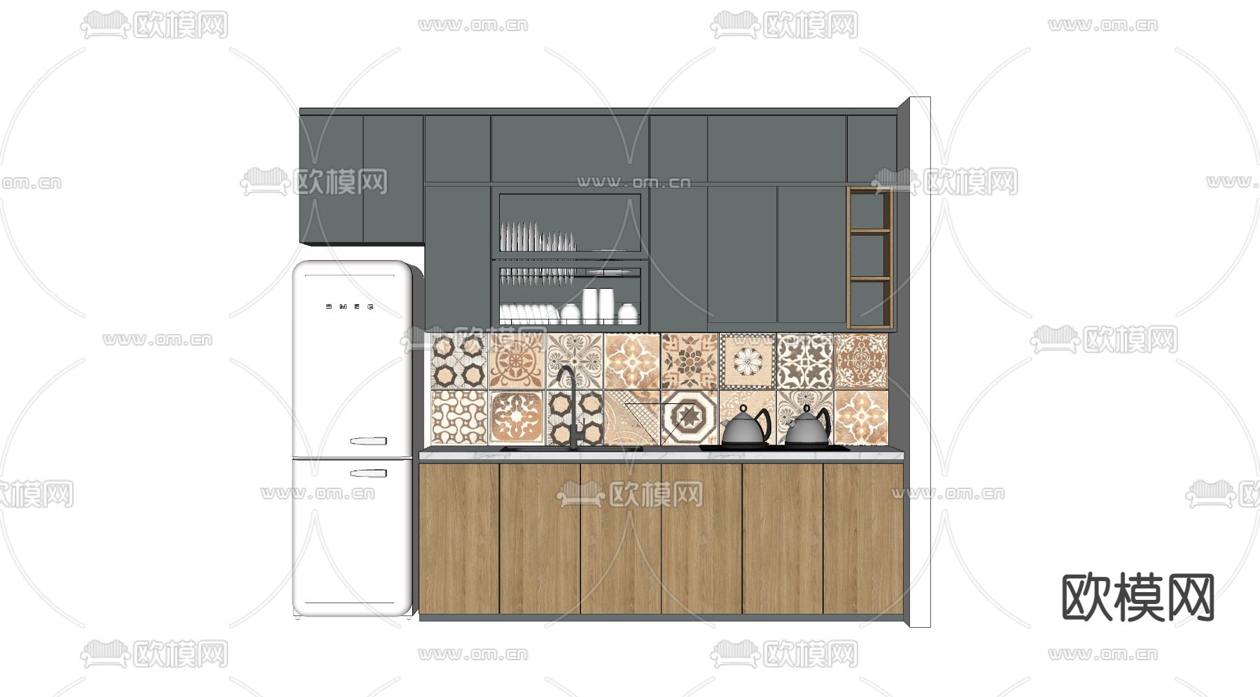 北欧橱柜su模型下载（渲染图2）