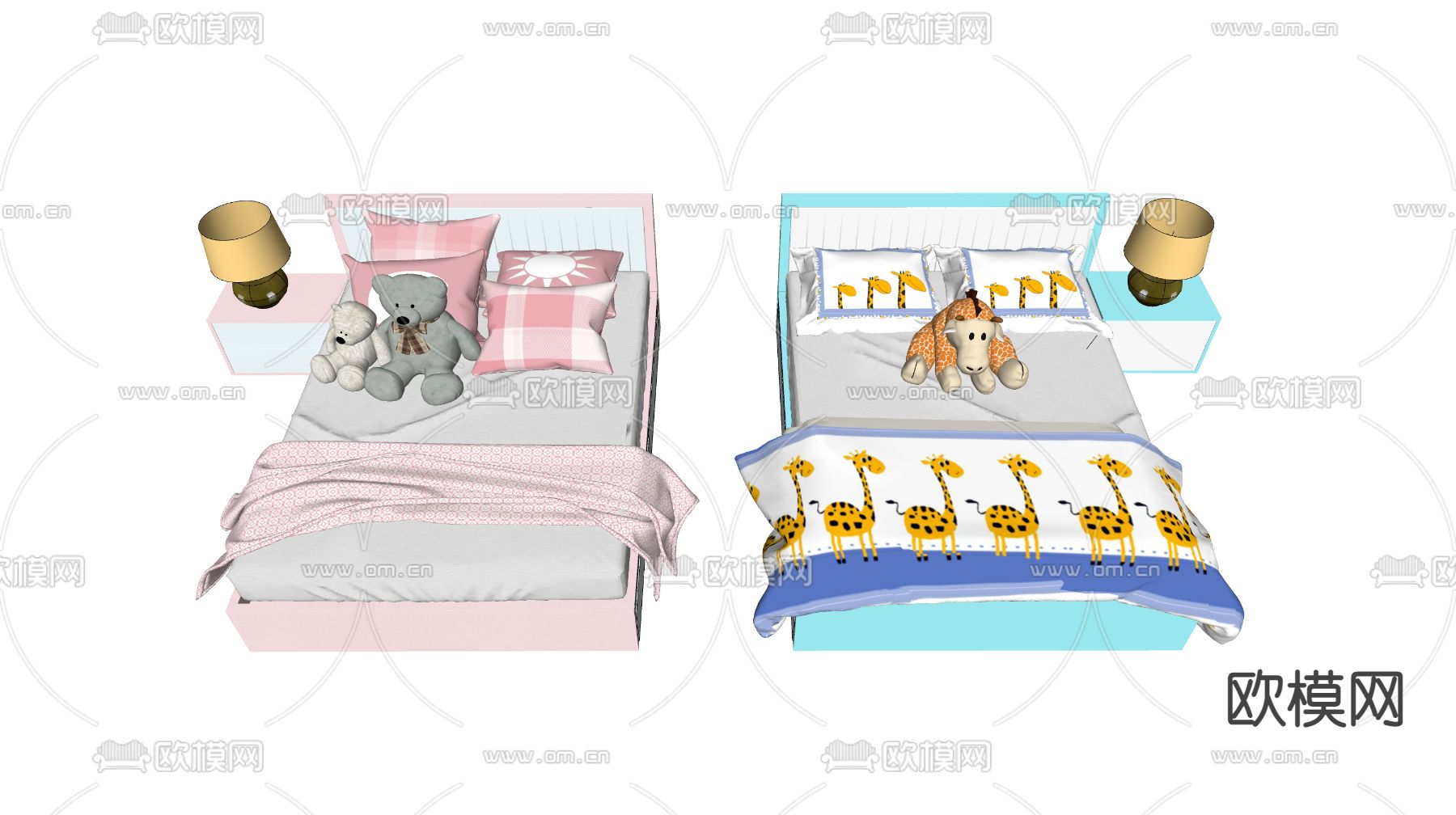北欧儿童床su模型下载（渲染图2）