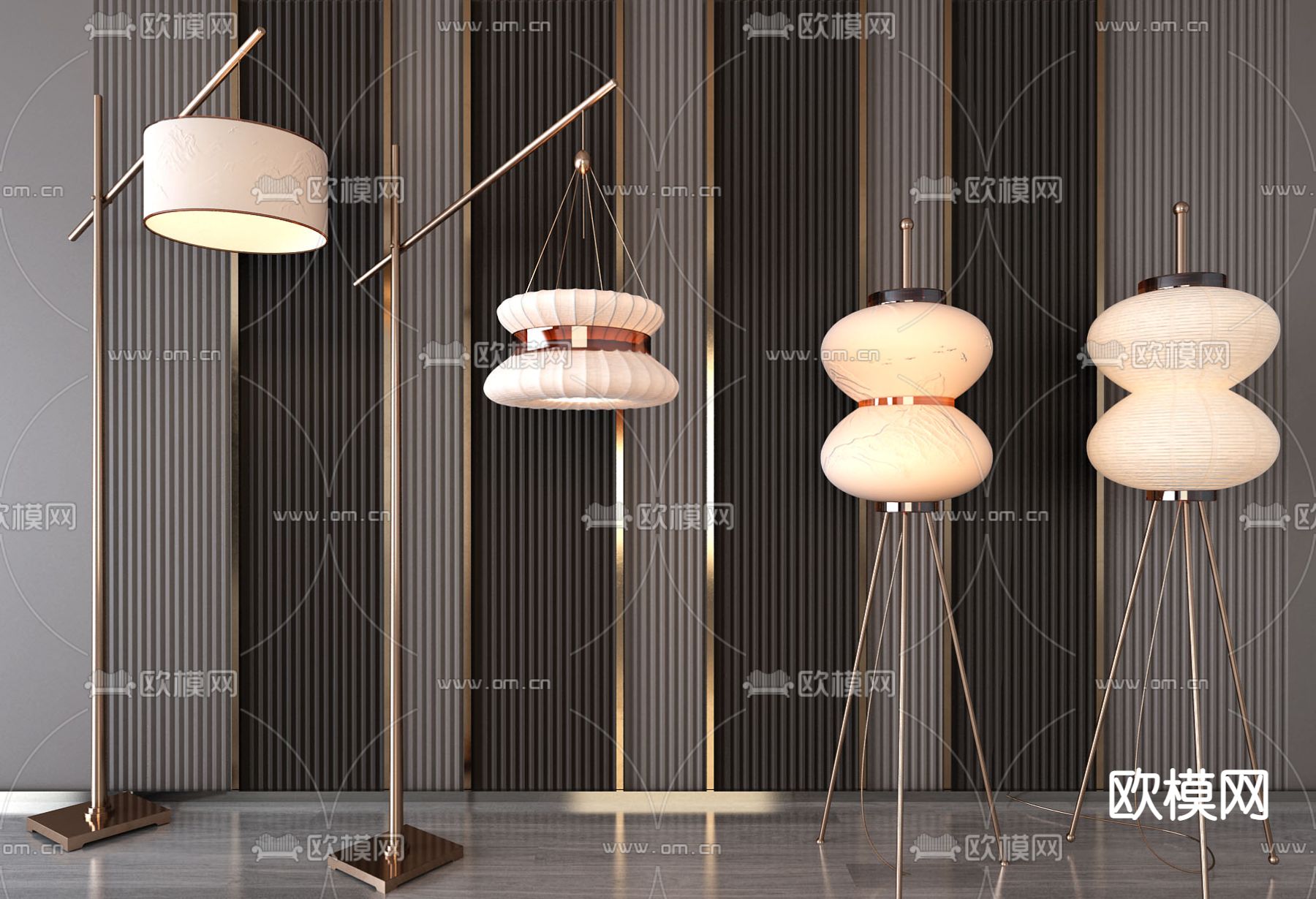 现代灯罩落地灯3d模型下载_ID12003475_3dmax免费模型-欧模网