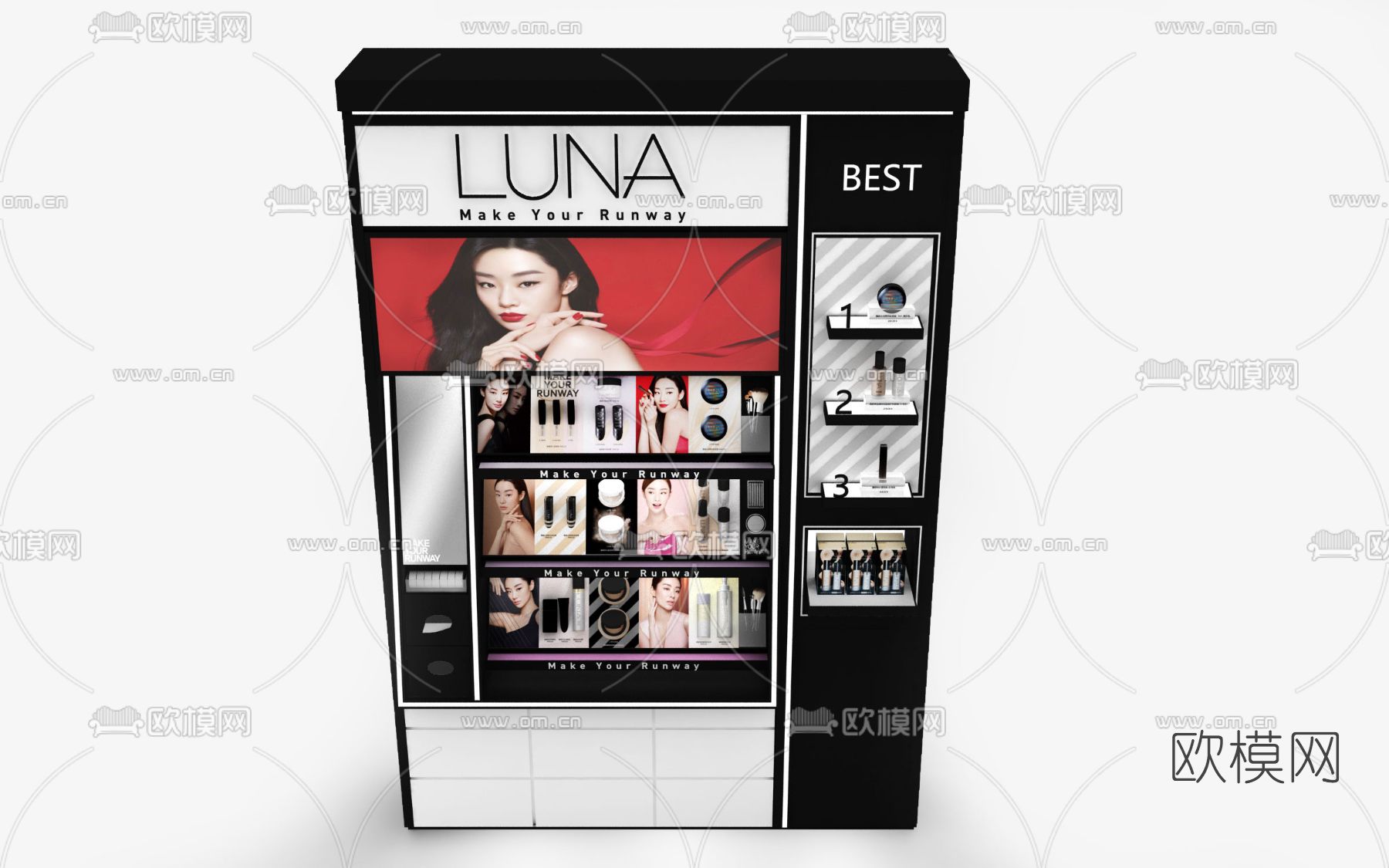 现代商场化妆售货柜3d模型下载（渲染图1）