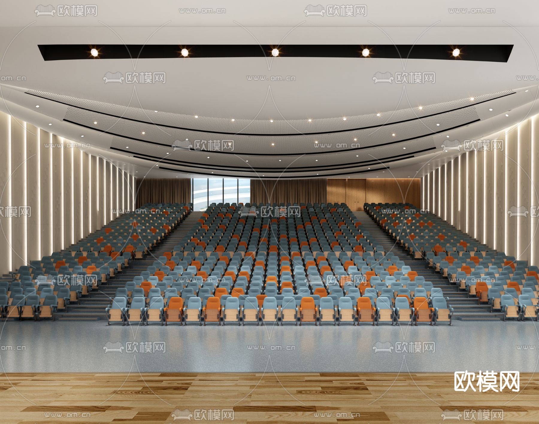 现代阶梯报告厅会议厅3d模型下载