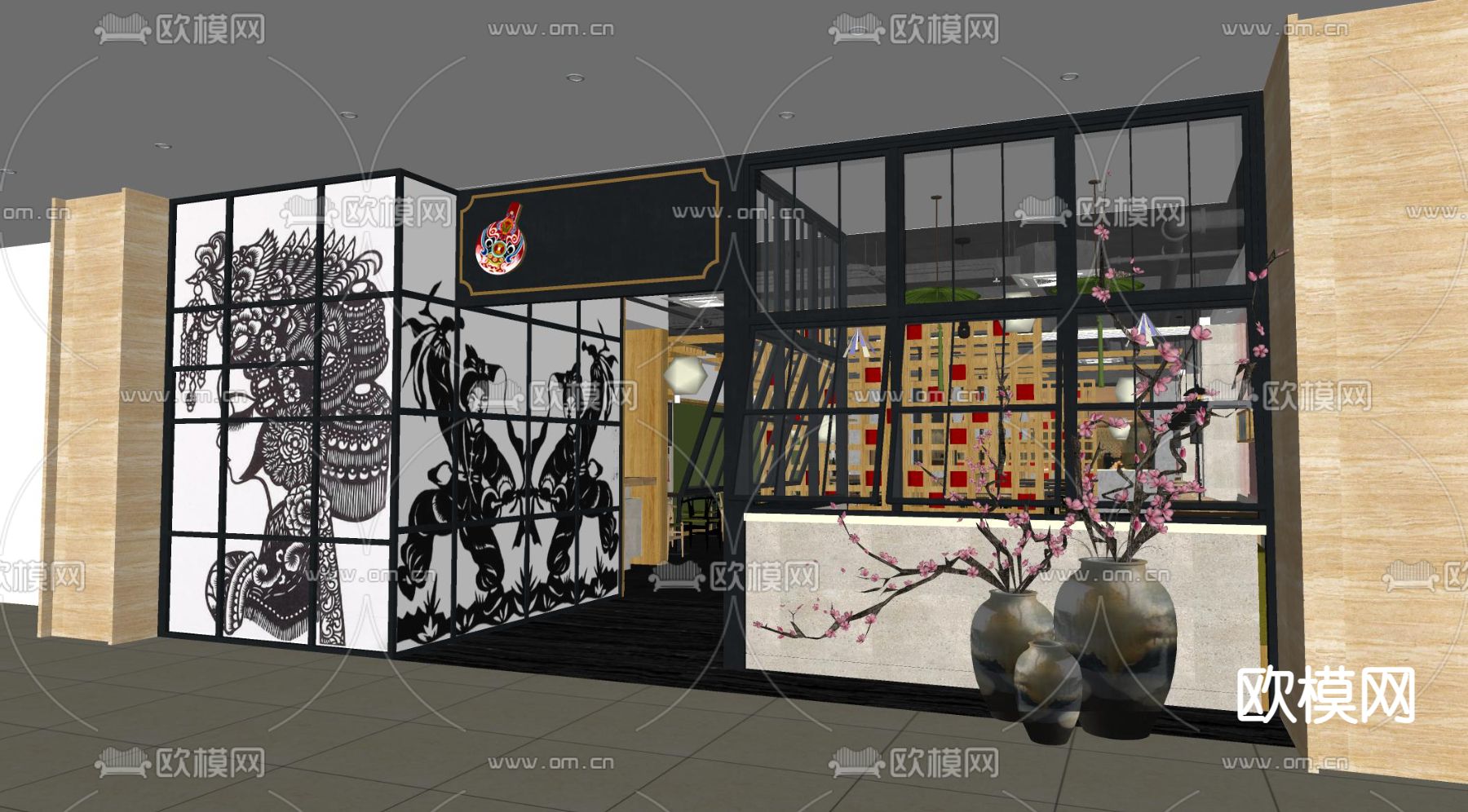 日式餐厅门面su模型下载（渲染图3）