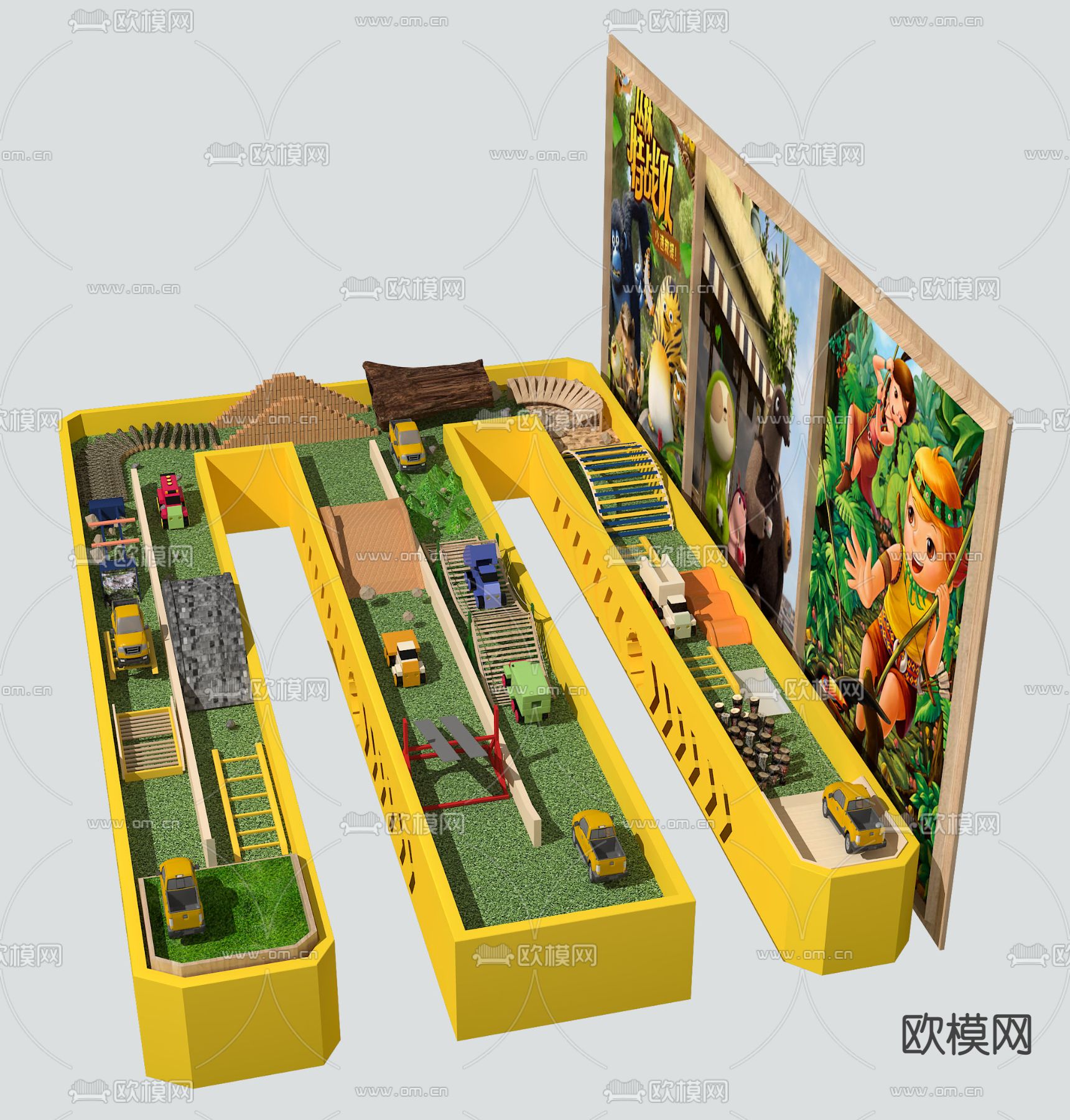 现代跑道玩具3d模型下载（渲染图3）