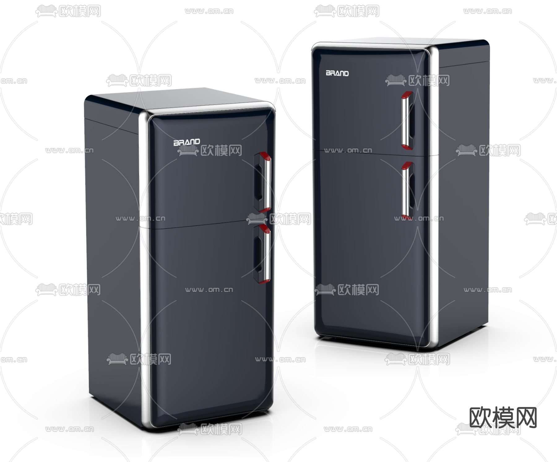 藏蓝色冰箱小冰箱3d模型下载