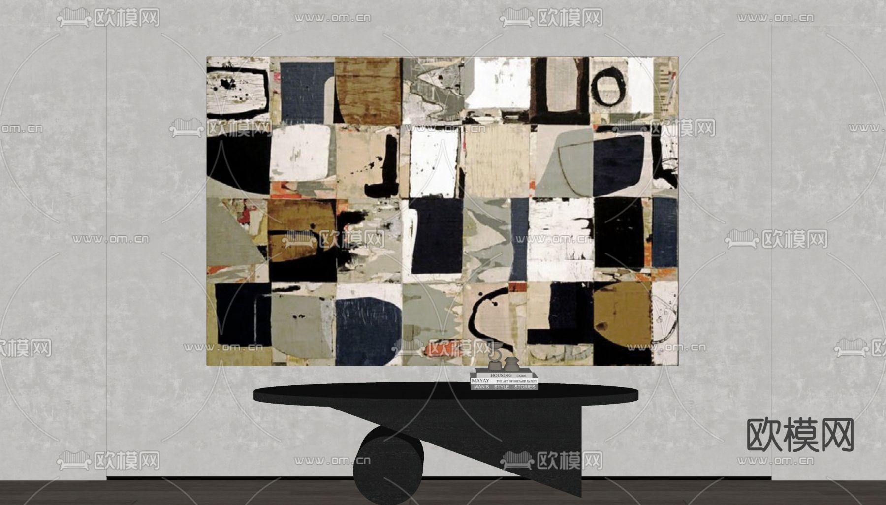 侘寂风抽象装饰画su模型