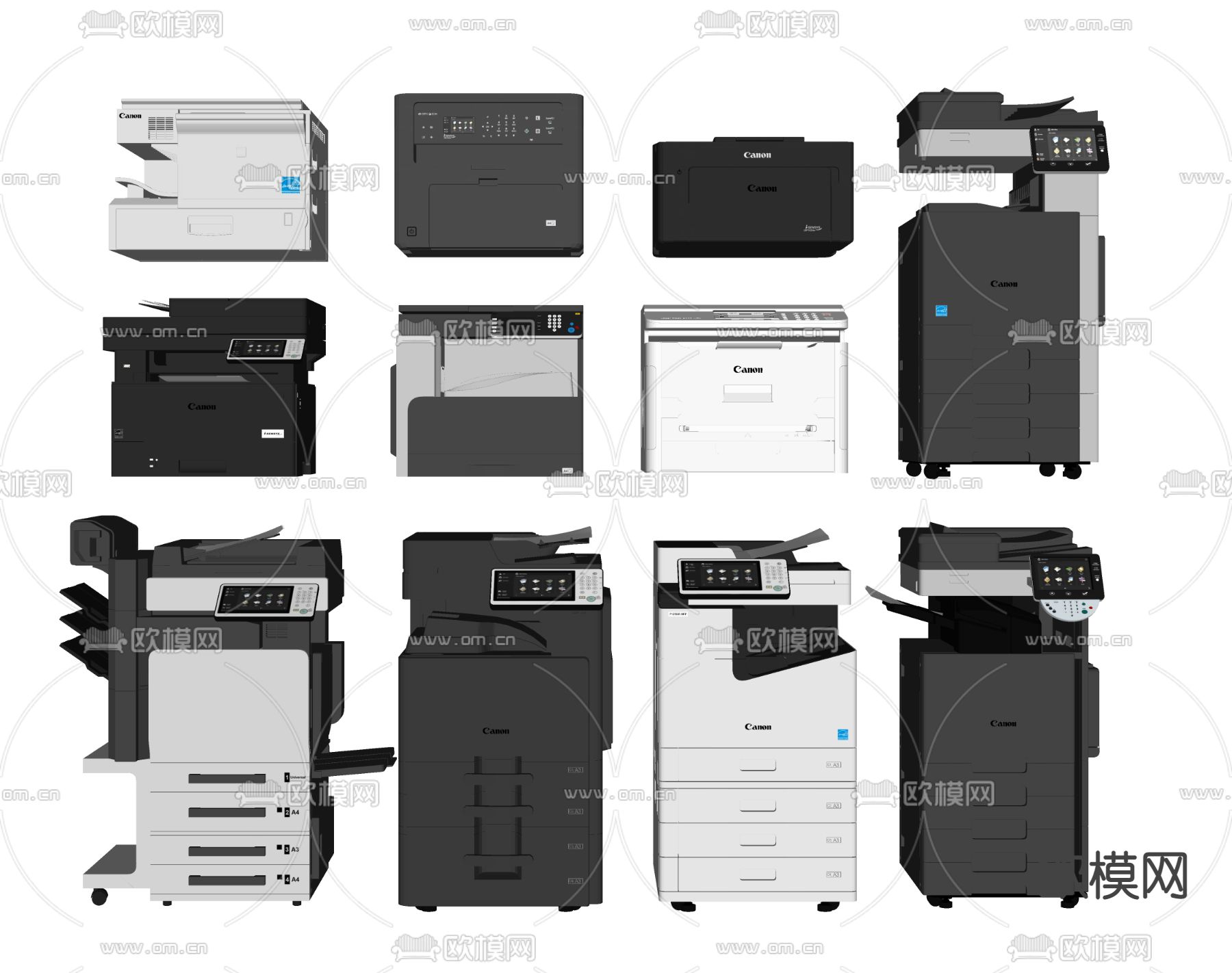 现代打印机复印机su模型下载（渲染图2）