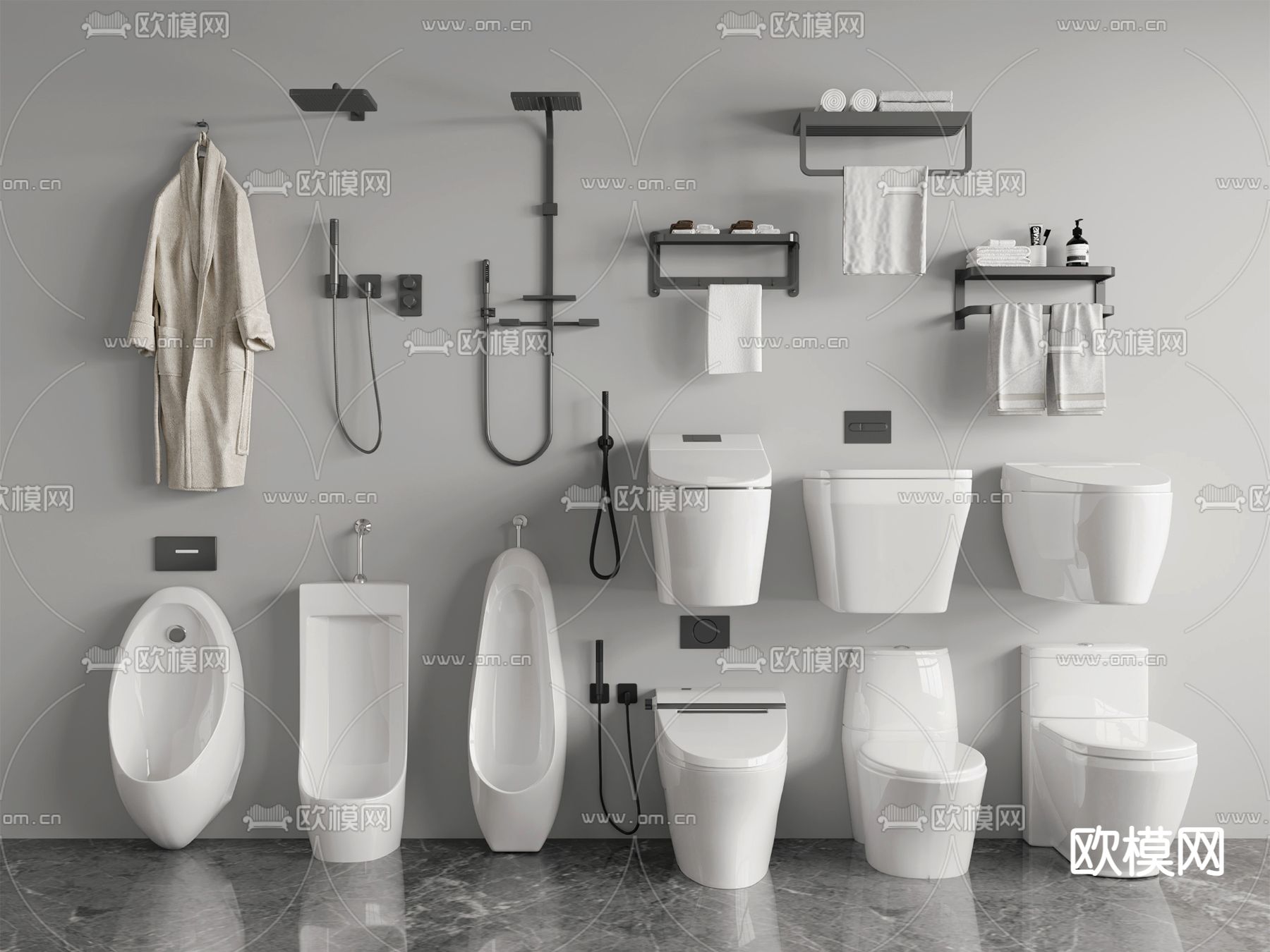 现代马桶坐便小便斗3d模型下载