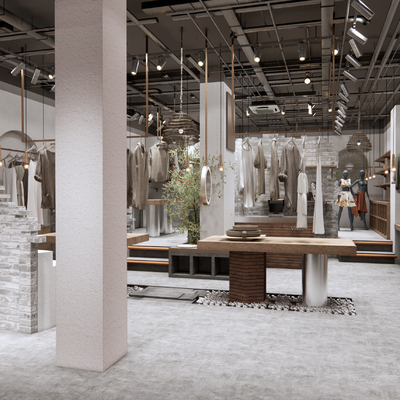  侘寂服装店su模型 