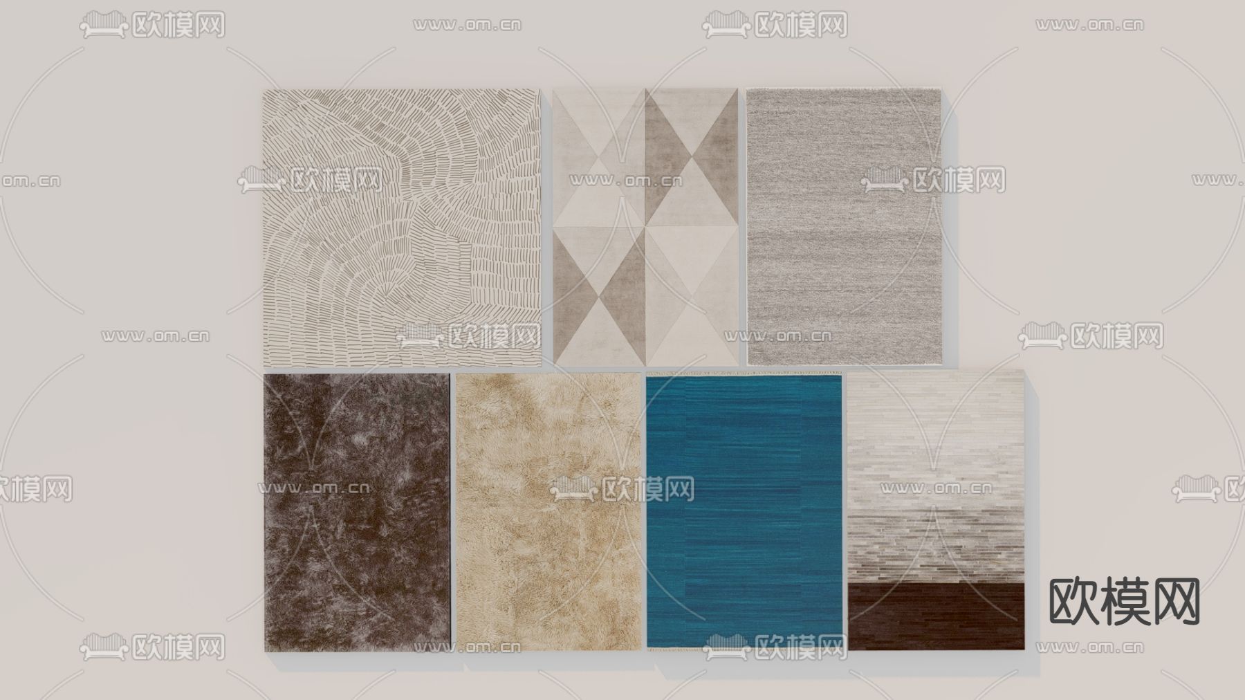 现代方形地毯su模型下载（渲染图1）