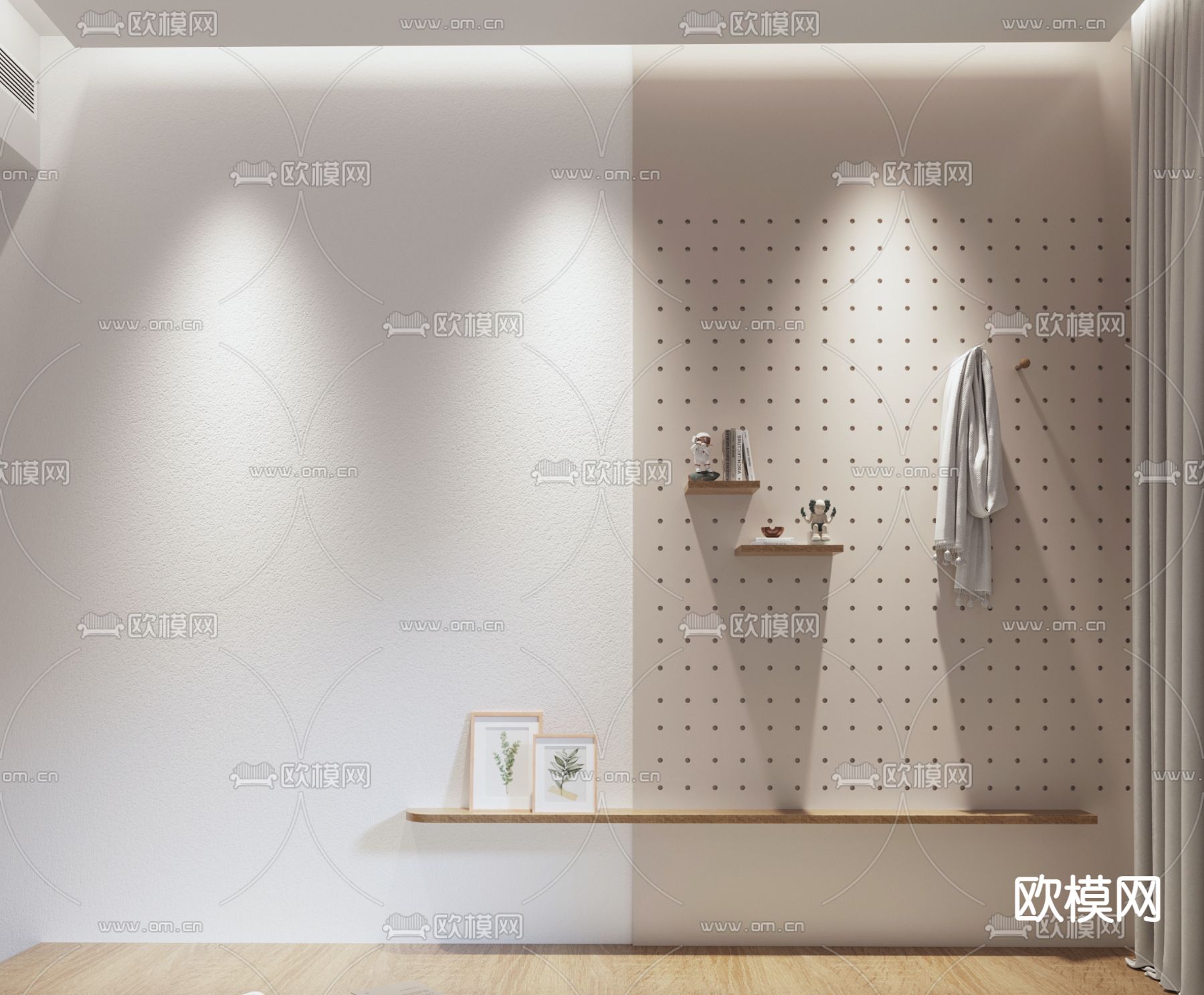 现代洞洞板护墙板3d模型下载