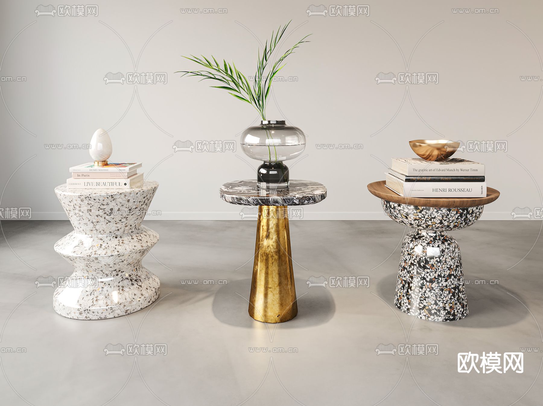 BAXTER 边几圆几组合3d模型下载