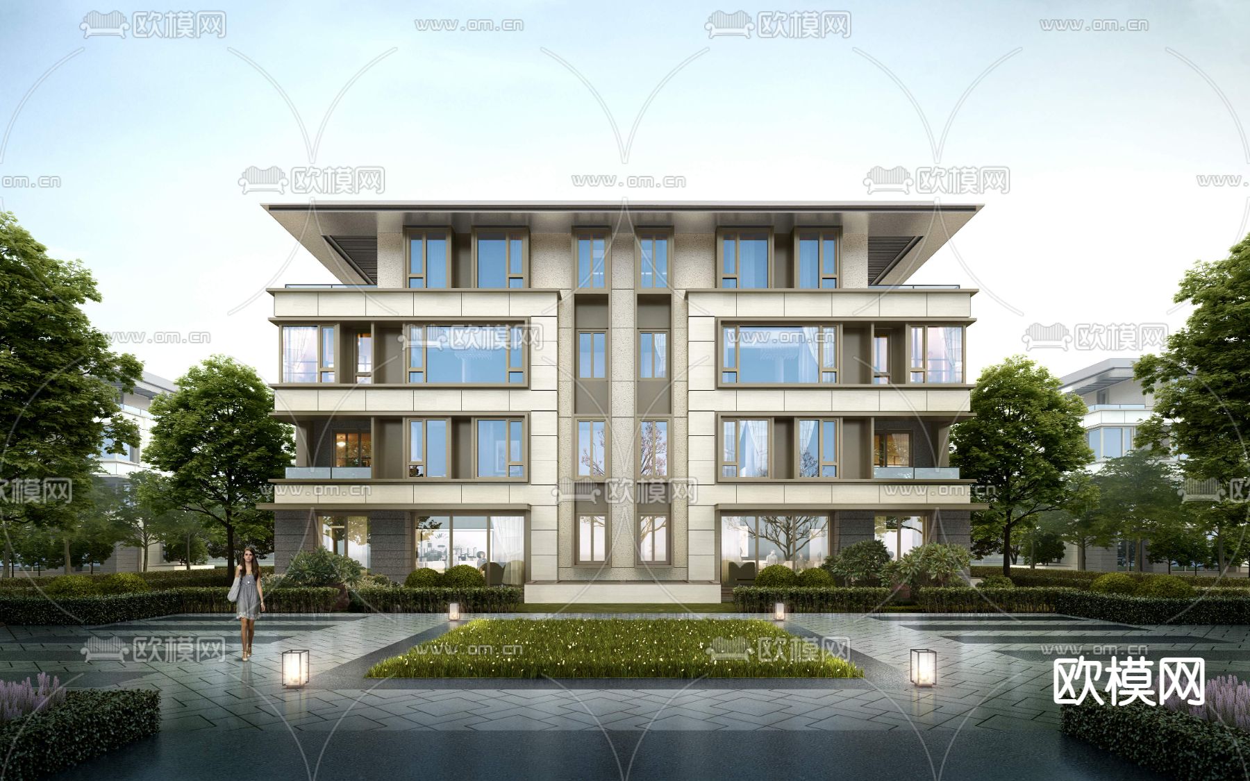 现代别墅建筑外观3d模型下载