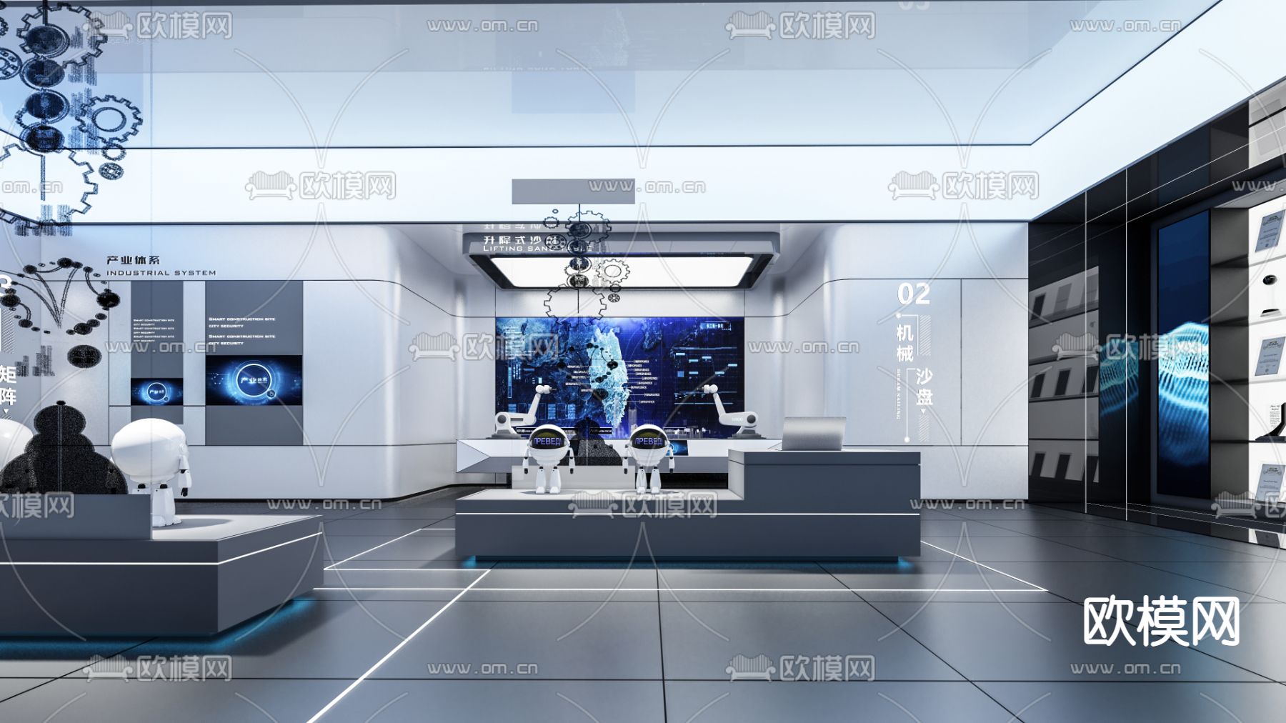 现代科技展厅su模型下载（渲染图1）