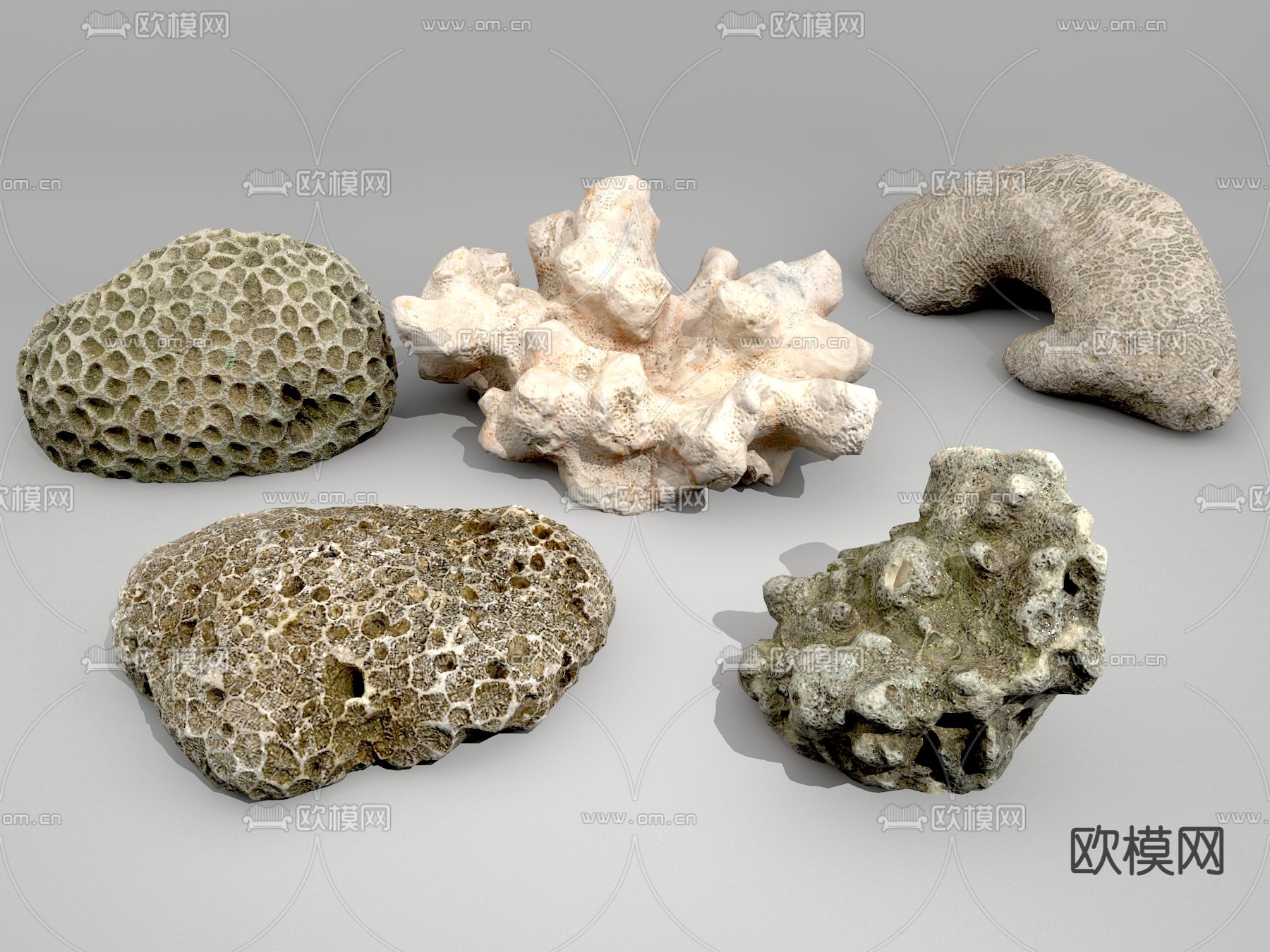 现代石头石块3d模型下载