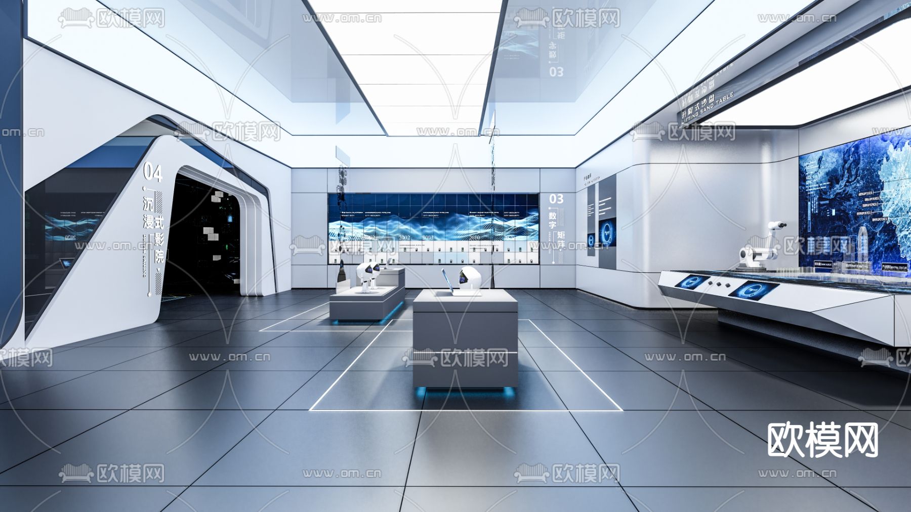 现代科技展厅su模型下载（渲染图2）