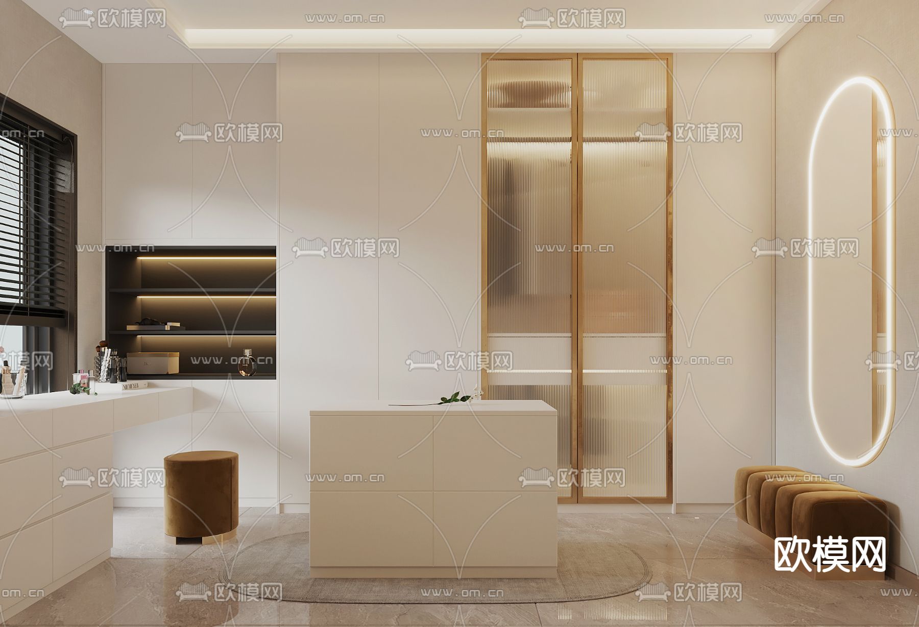 现代卧室主人房3d模型下载（渲染图3）