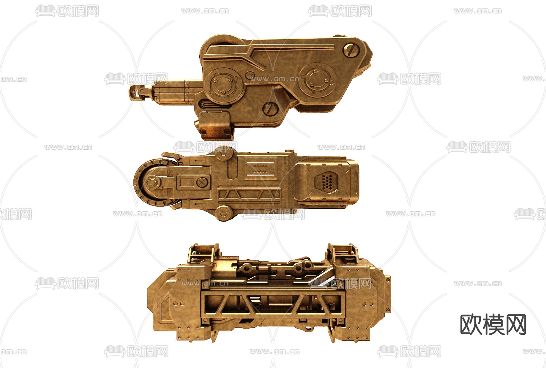 现代机械金属构件3d模型下载