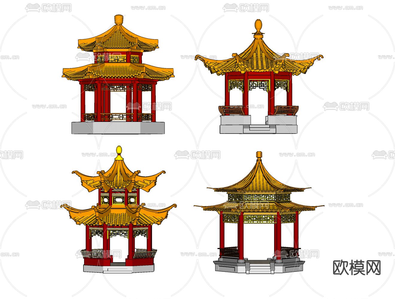 中式古建凉亭su模型下载（渲染图2）