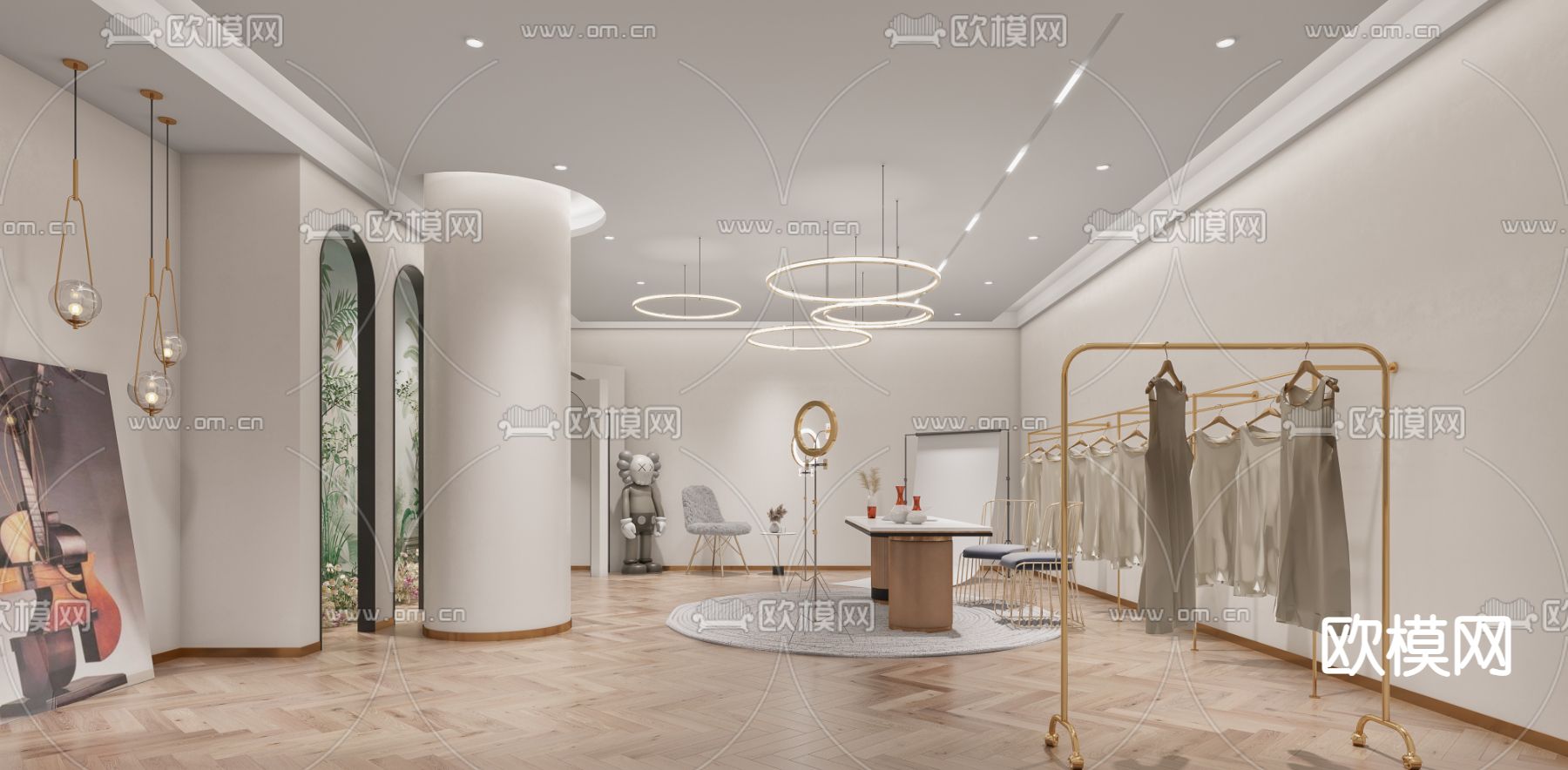 现代直播间3d模型下载（渲染图1）