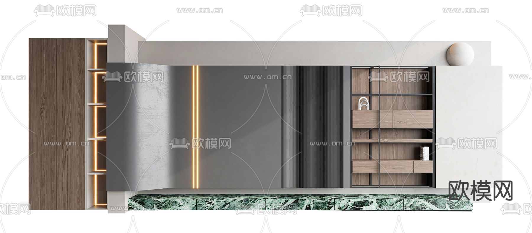 现代弧形电视背景墙3d模型下载_ID12000667_3dmax免费模型-欧模网