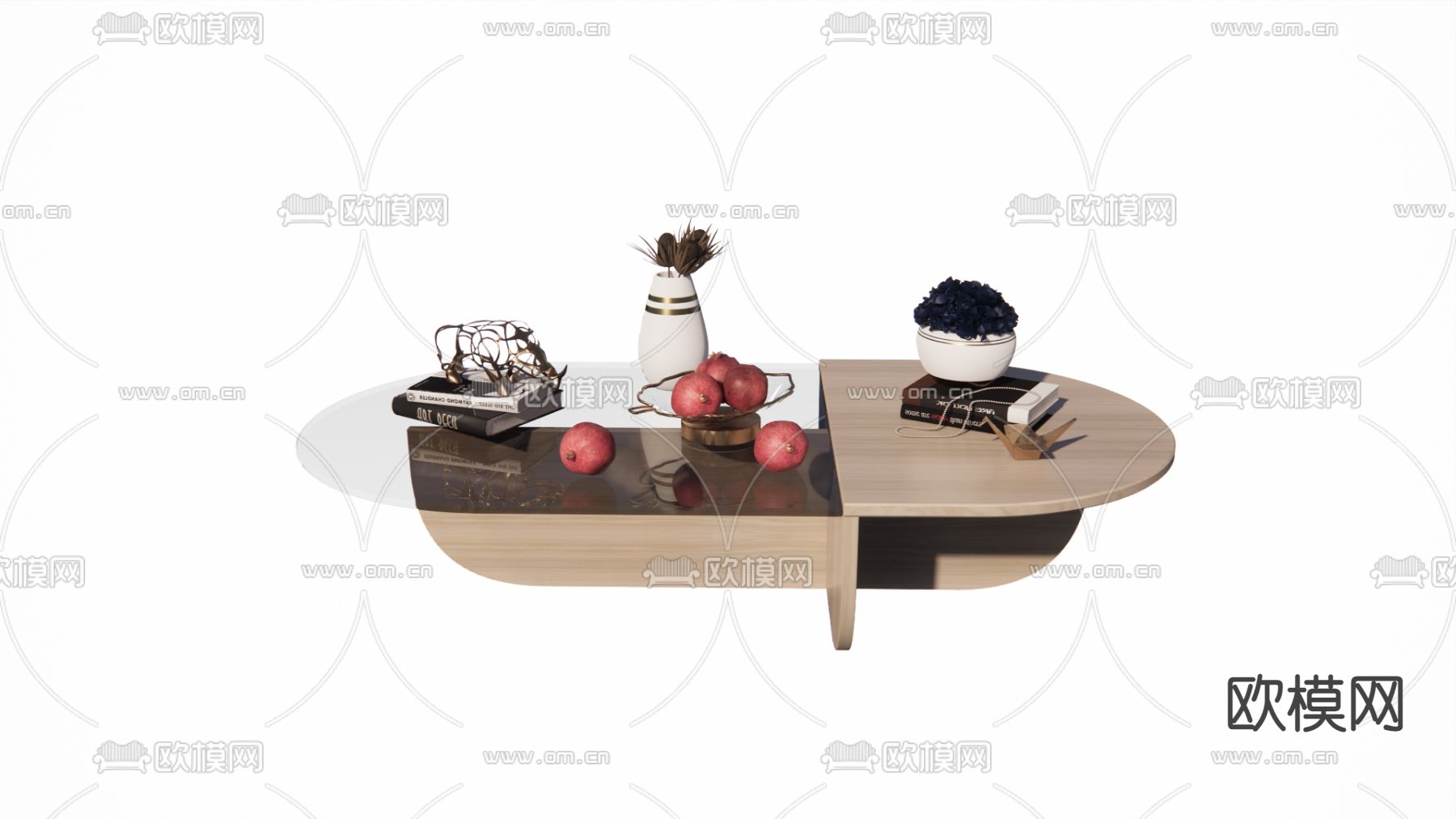 现代玻璃茶几su模型下载（渲染图1）