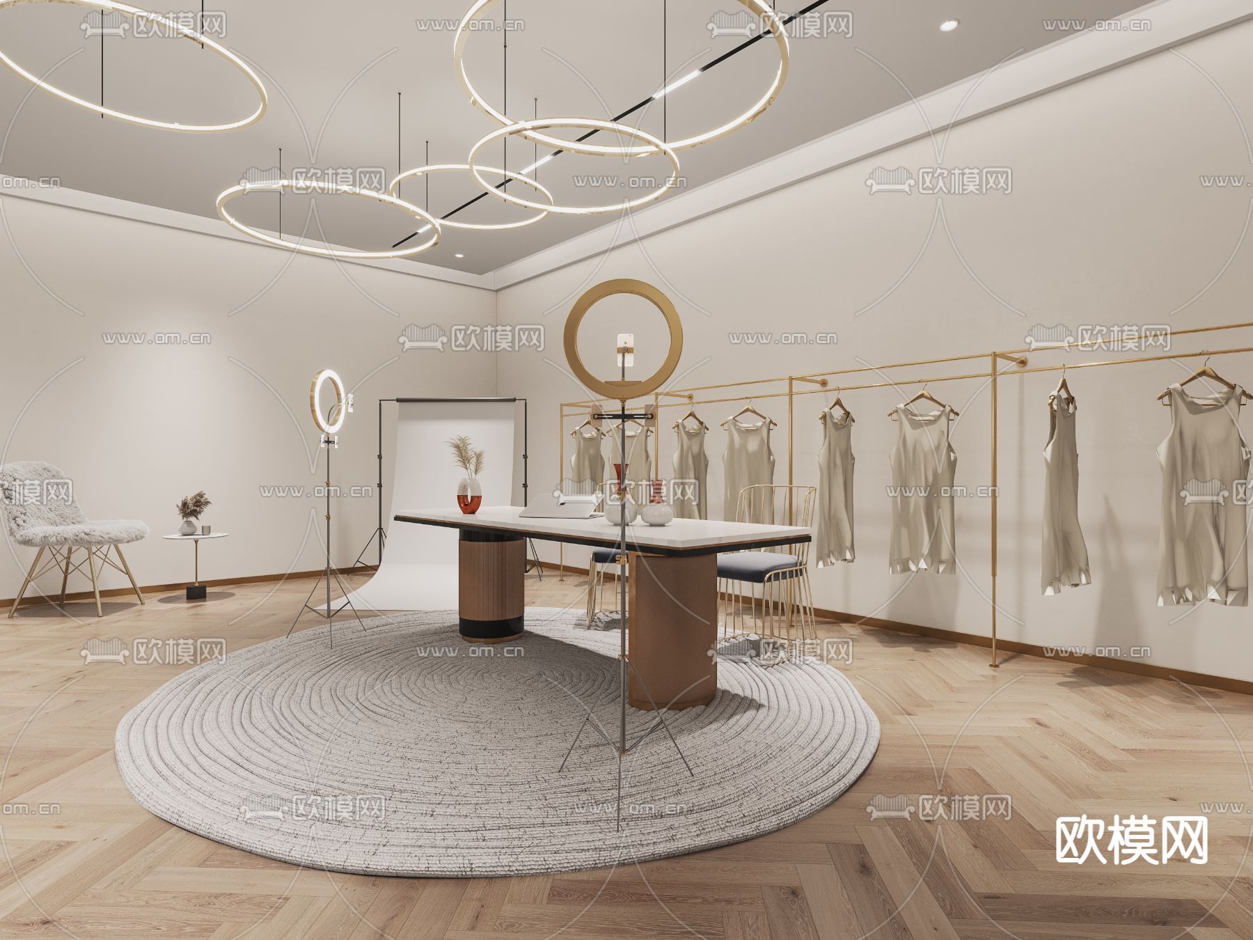 现代直播间3d模型下载（渲染图3）