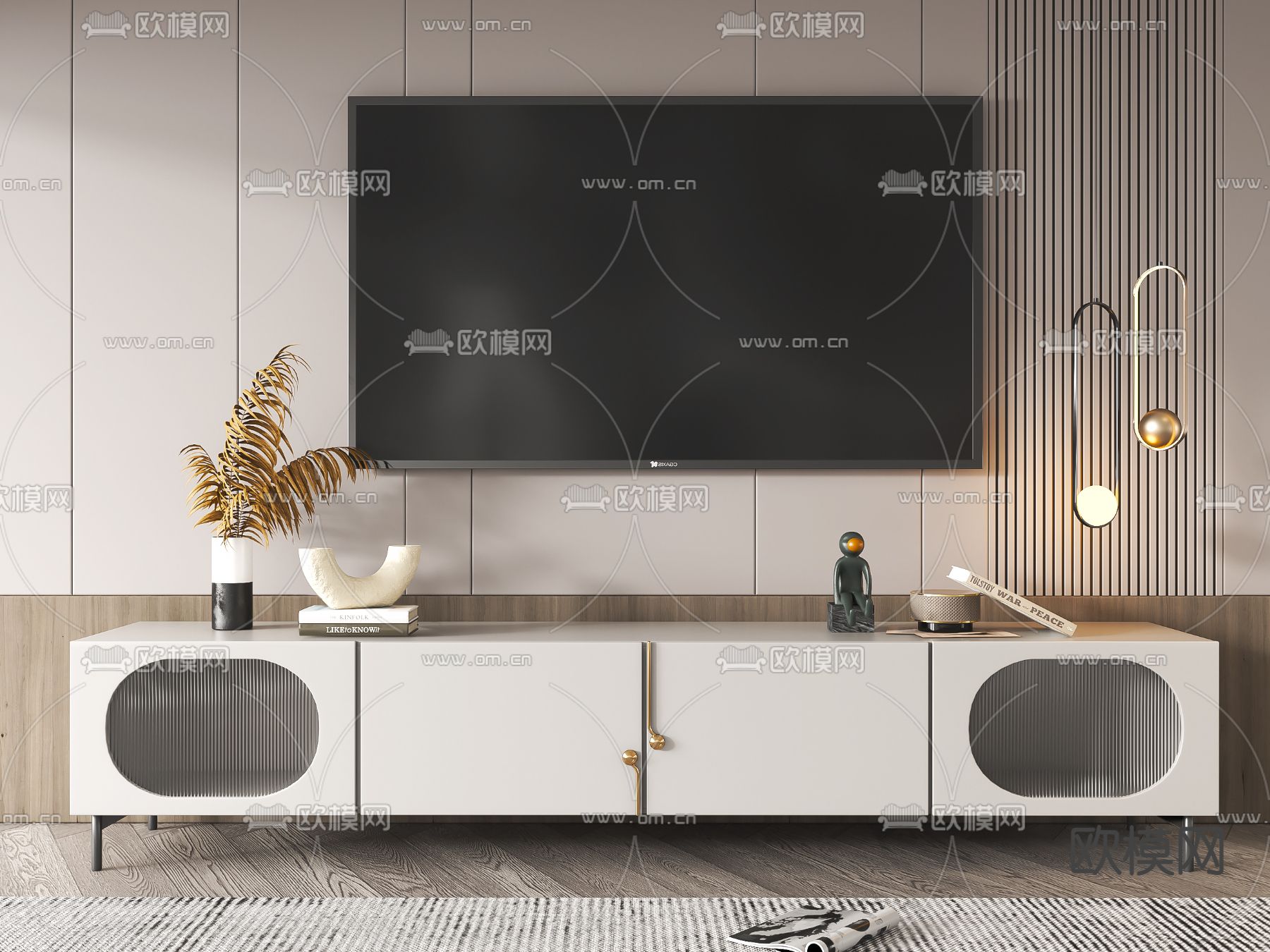 现代轻奢电视柜3d模型下载