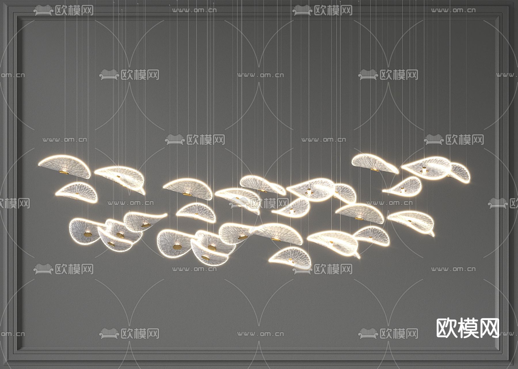 现代创意冰裂玻璃装饰吊灯3d模型下载_ID12000715_3dmax免费模型-欧模网