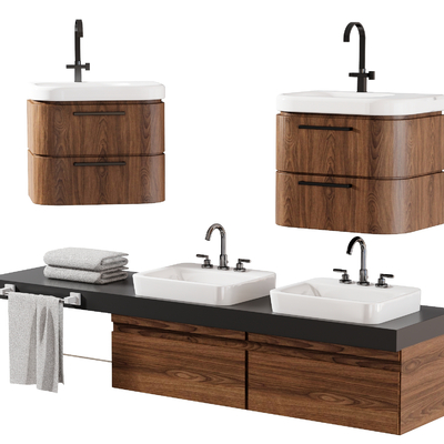  现代洗脸台盆su模型 