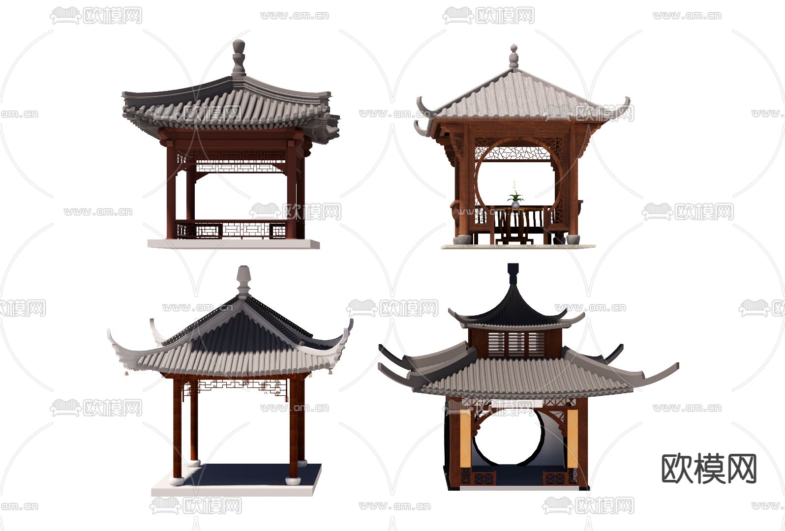 中式古建凉亭su模型下载（渲染图1）