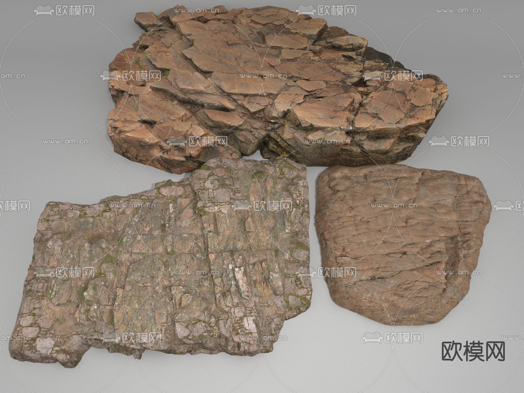 现代景观石块岩石3d模型下载