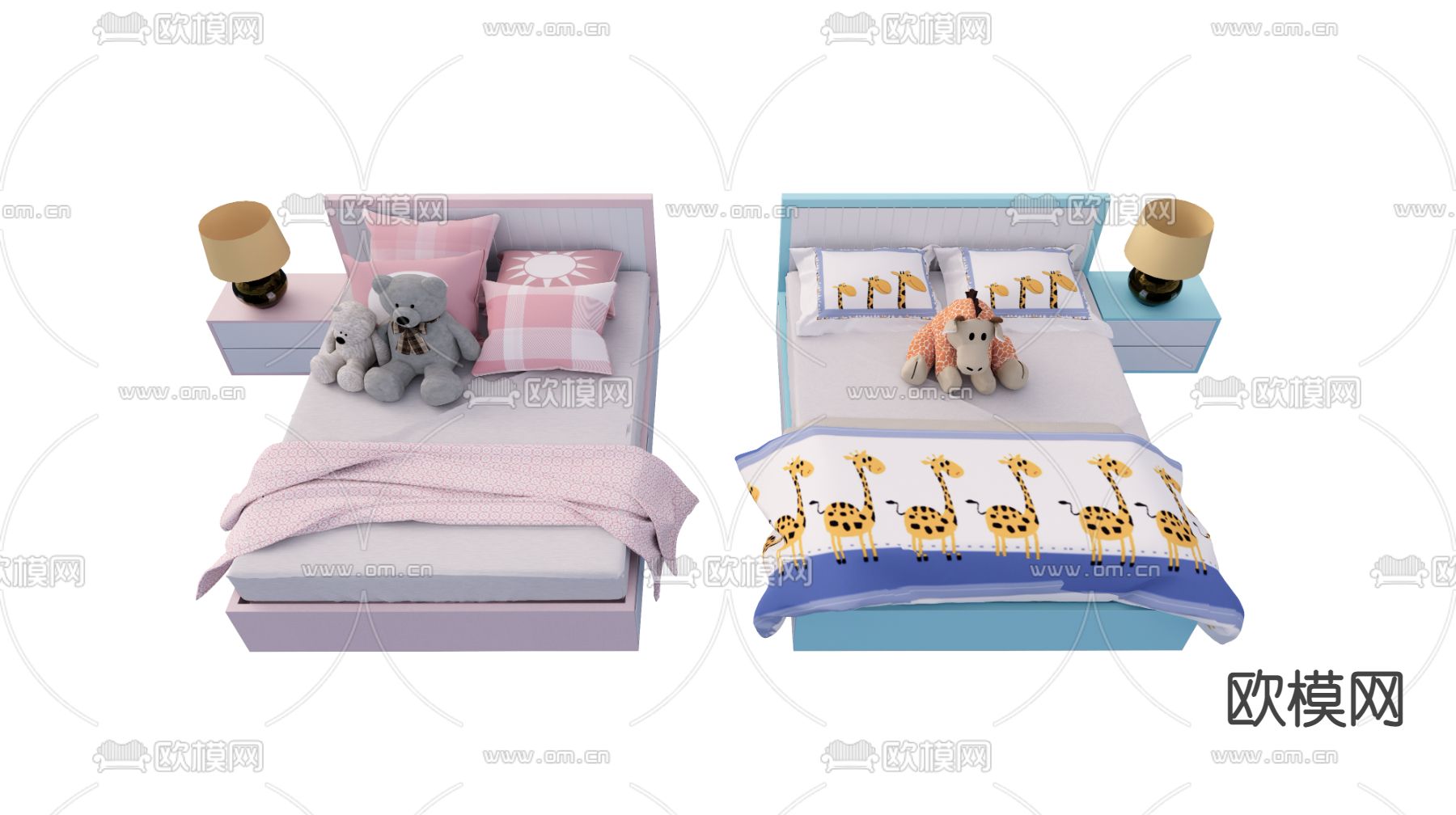 北欧儿童床su模型下载（渲染图1）