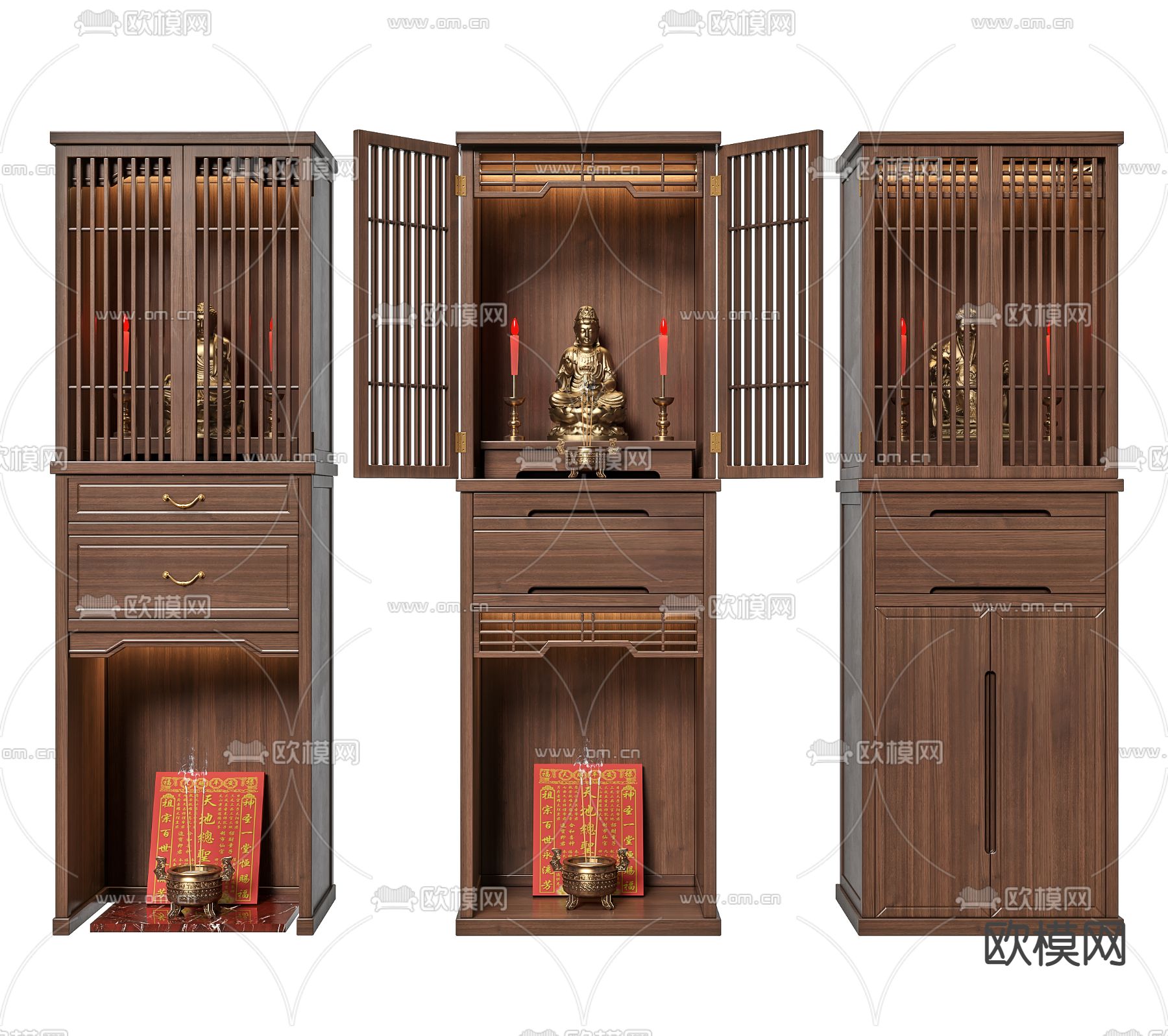 新中式神龛神台柜3d模型