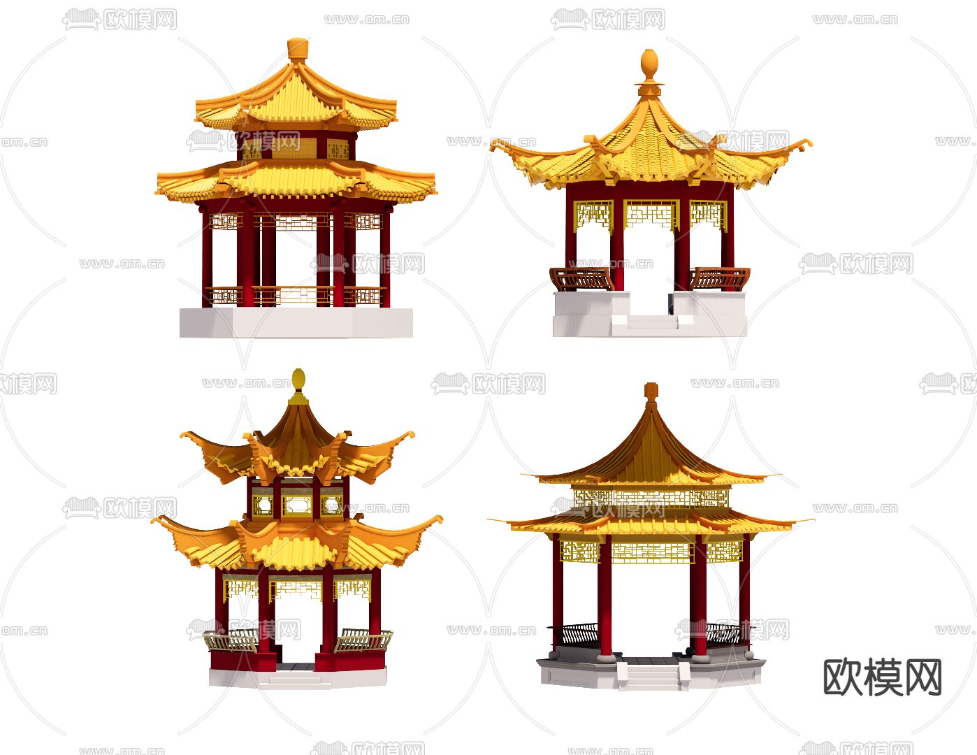 中式古建凉亭su模型下载（渲染图1）