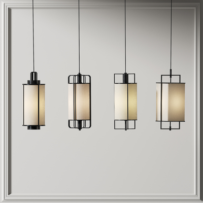 新中式吊灯su模型