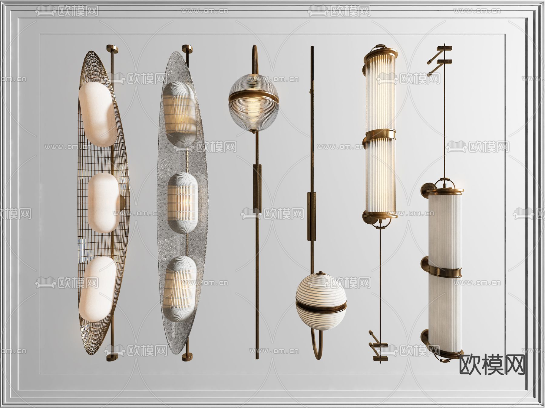 现代轻奢壁灯su模型下载（渲染图1）