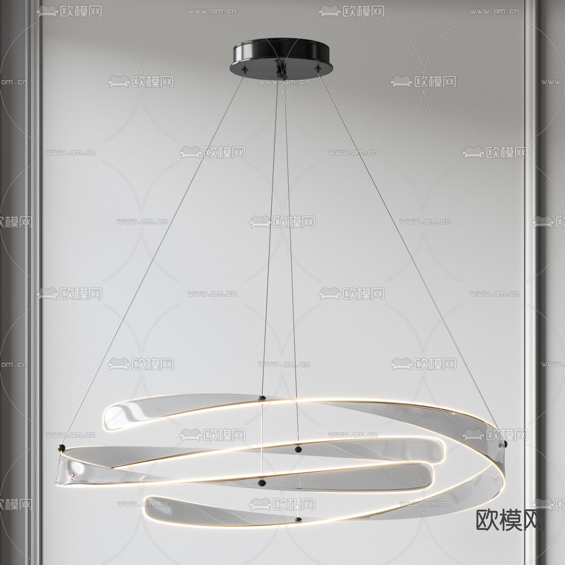 现代玻璃扭曲环形吊灯3d模型下载_ID12003620_3dmax免费模型-欧模网