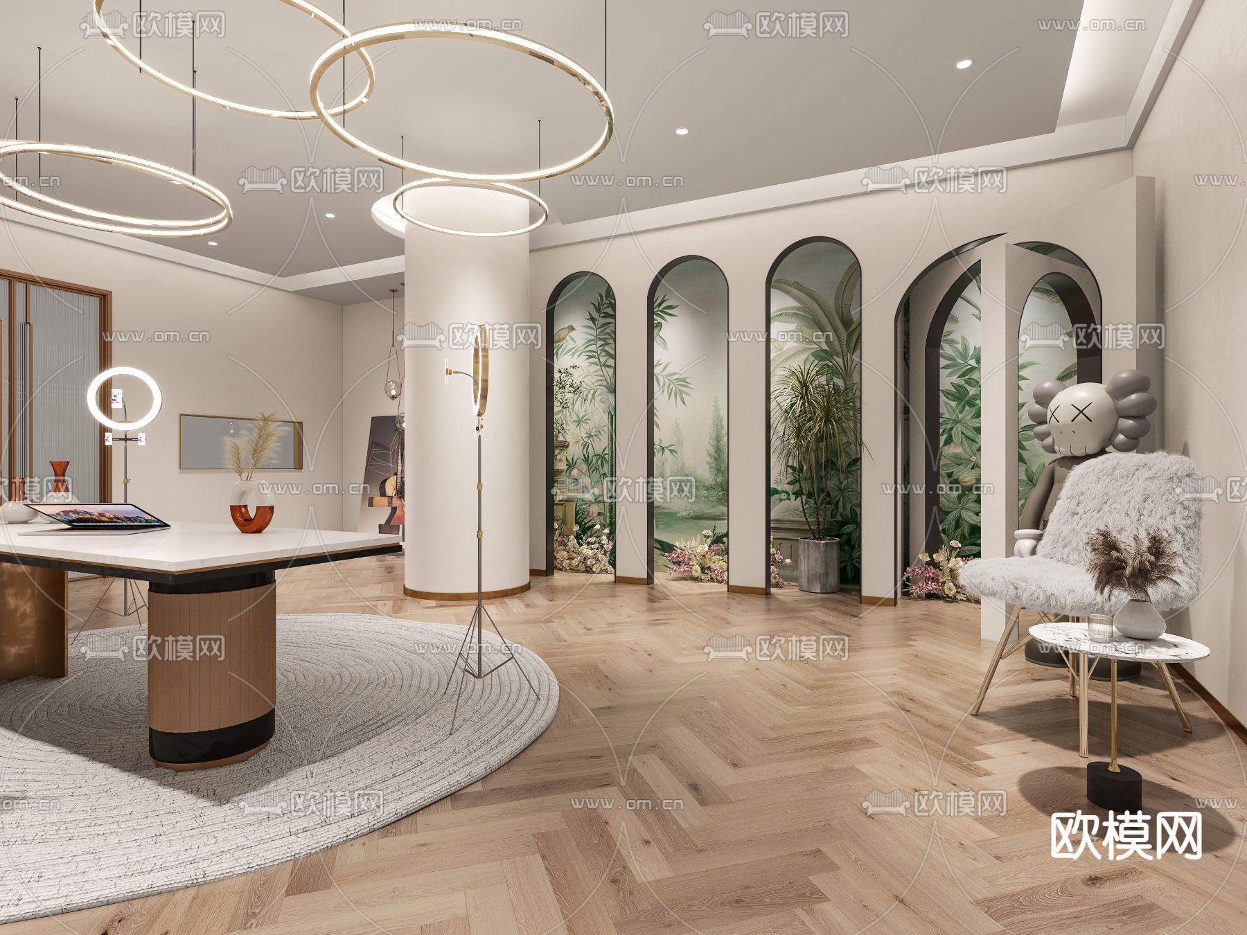 现代直播间3d模型下载（渲染图2）