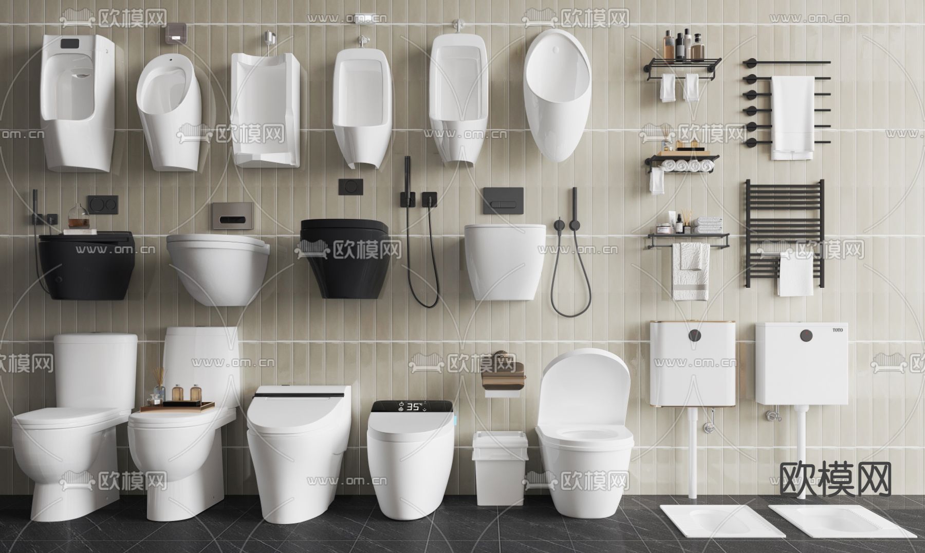 现代马桶蹲便器小便斗3d模型下载