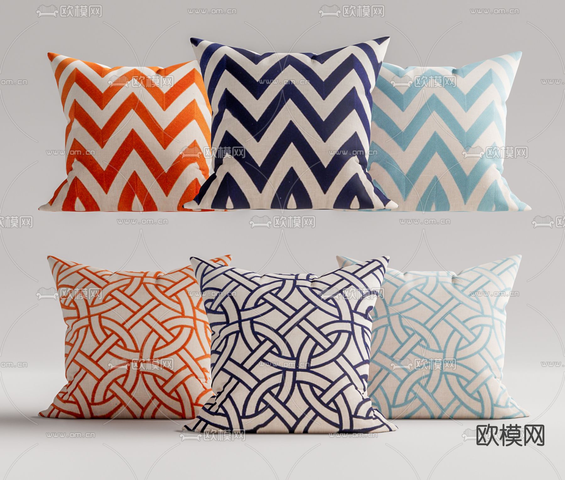 现代花色条纹抱枕su模型下载（渲染图1）
