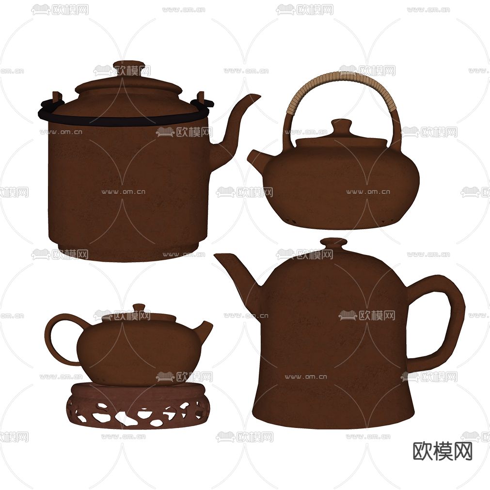 新中式茶壶茶具su模型下载