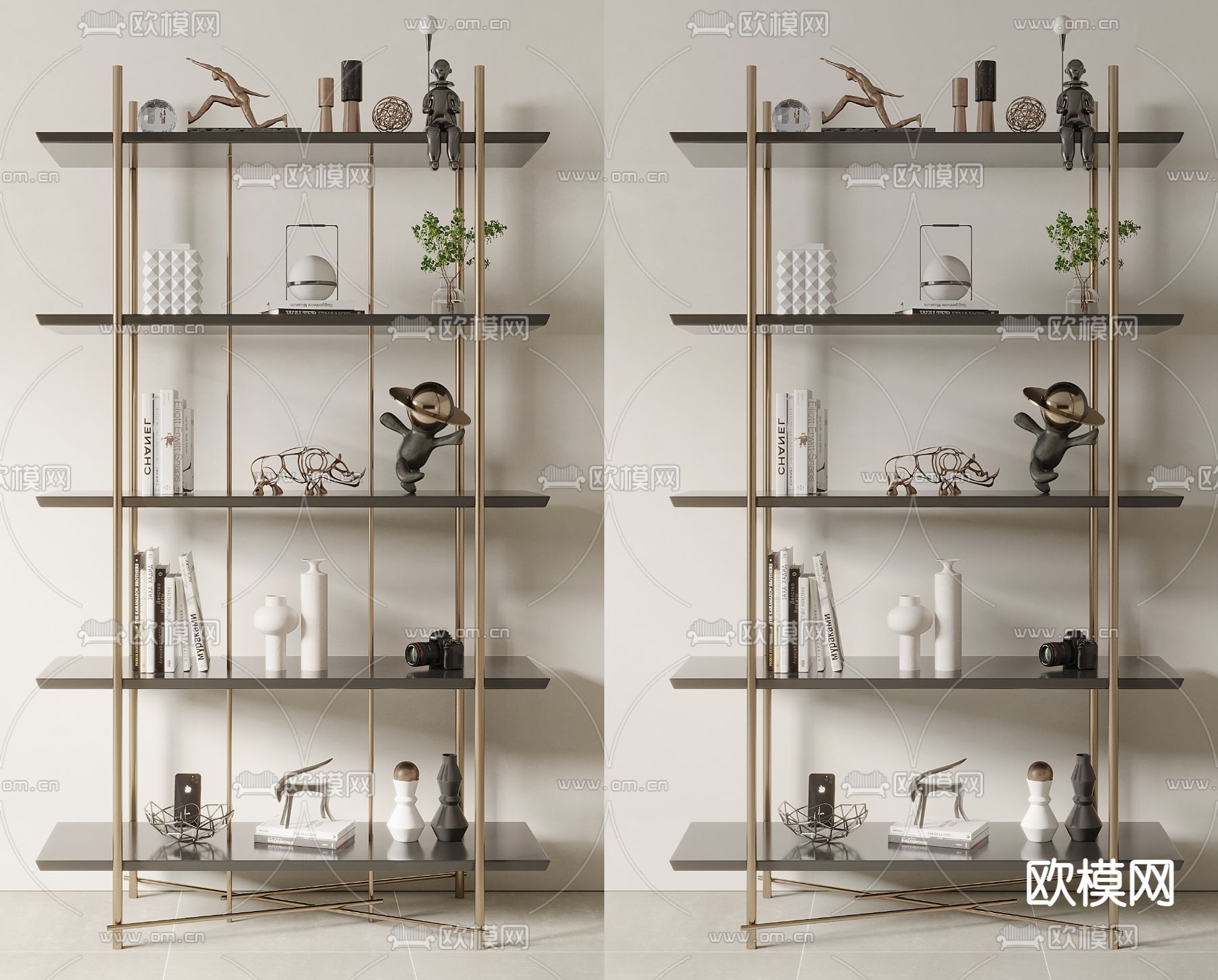 现代轻奢金属装饰架3d模型下载