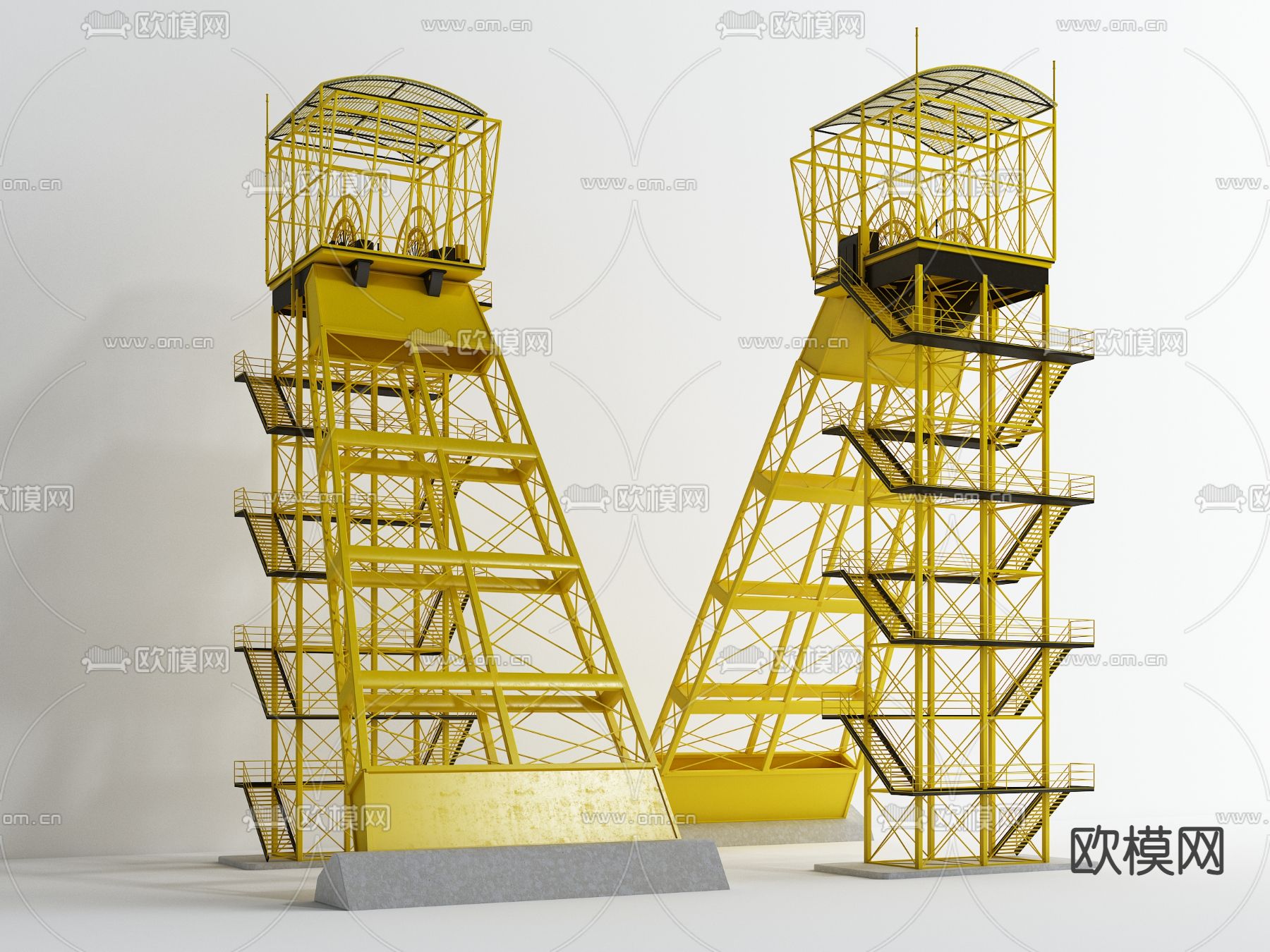 现代工业设施铁塔高塔3d模型下载