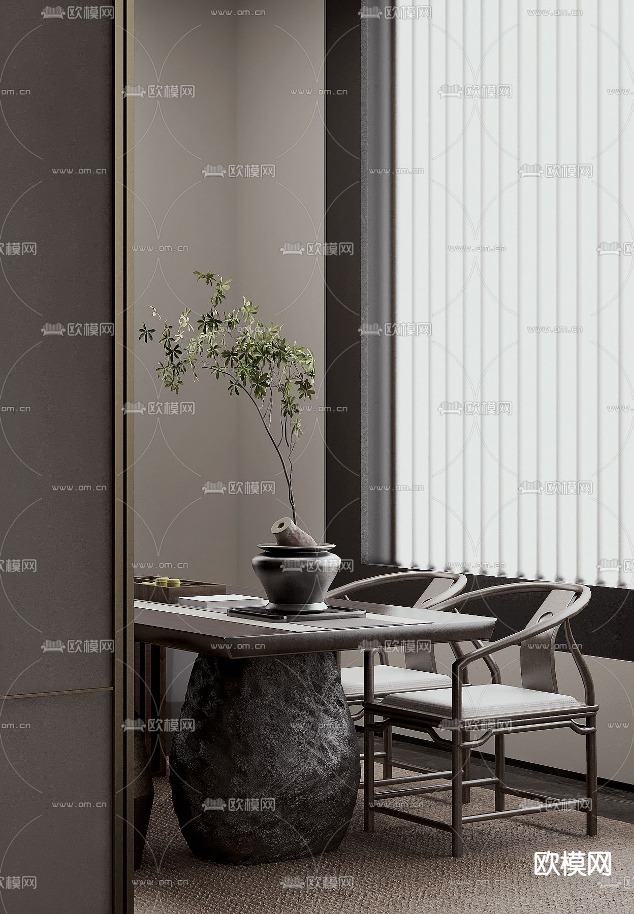 零次方设计 新中式茶室3d模型