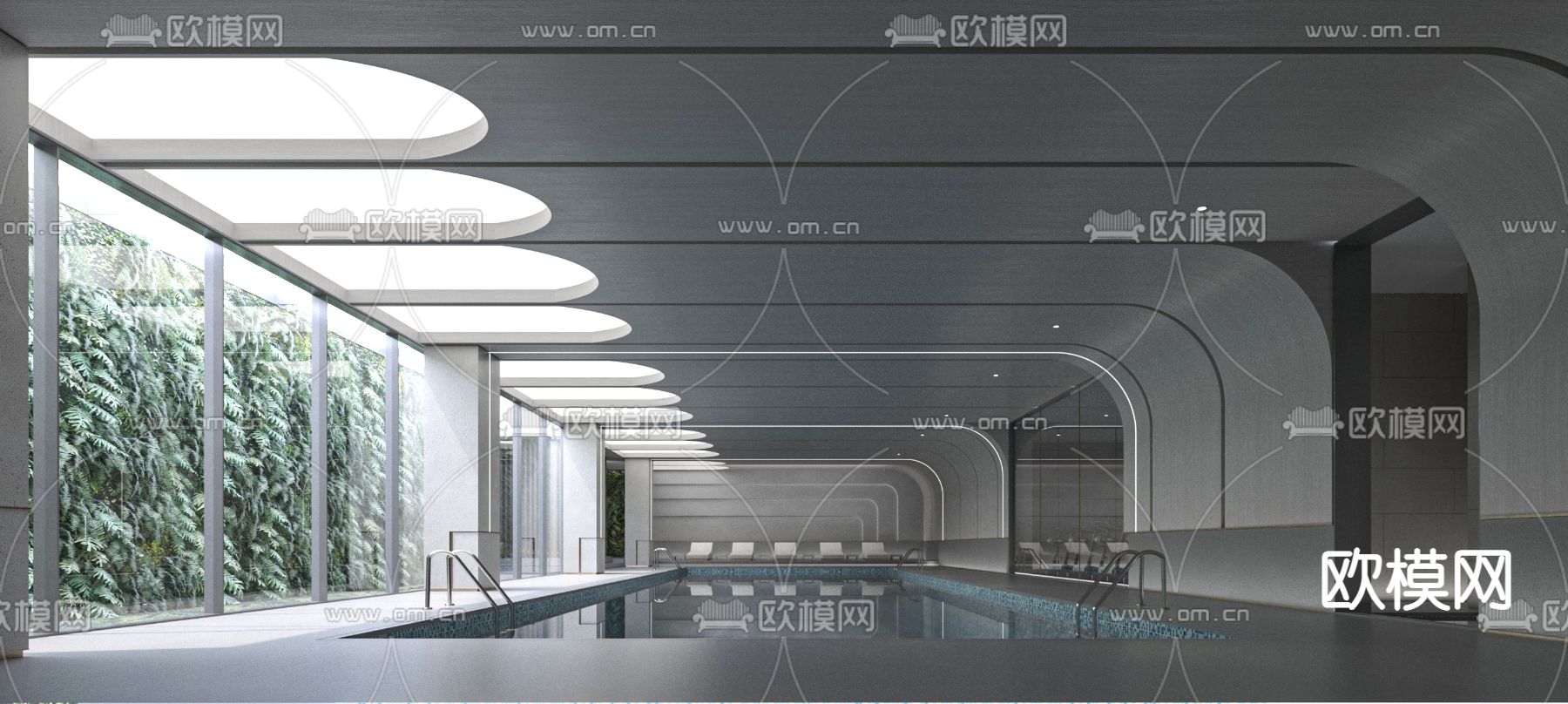 现代游泳池3d模型下载