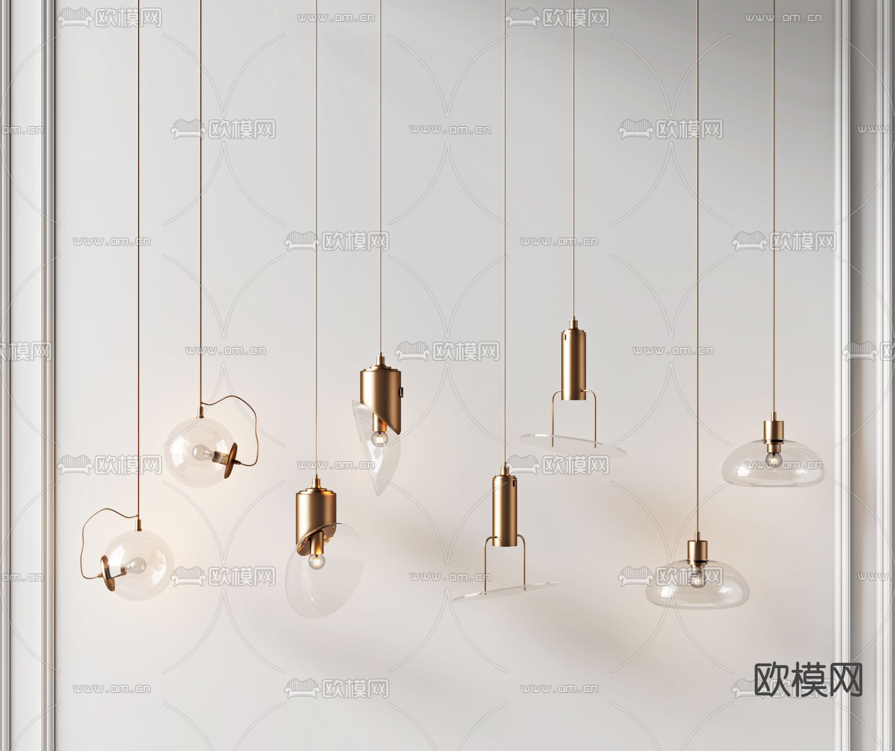 现代轻奢玻璃小吊灯3d模型下载